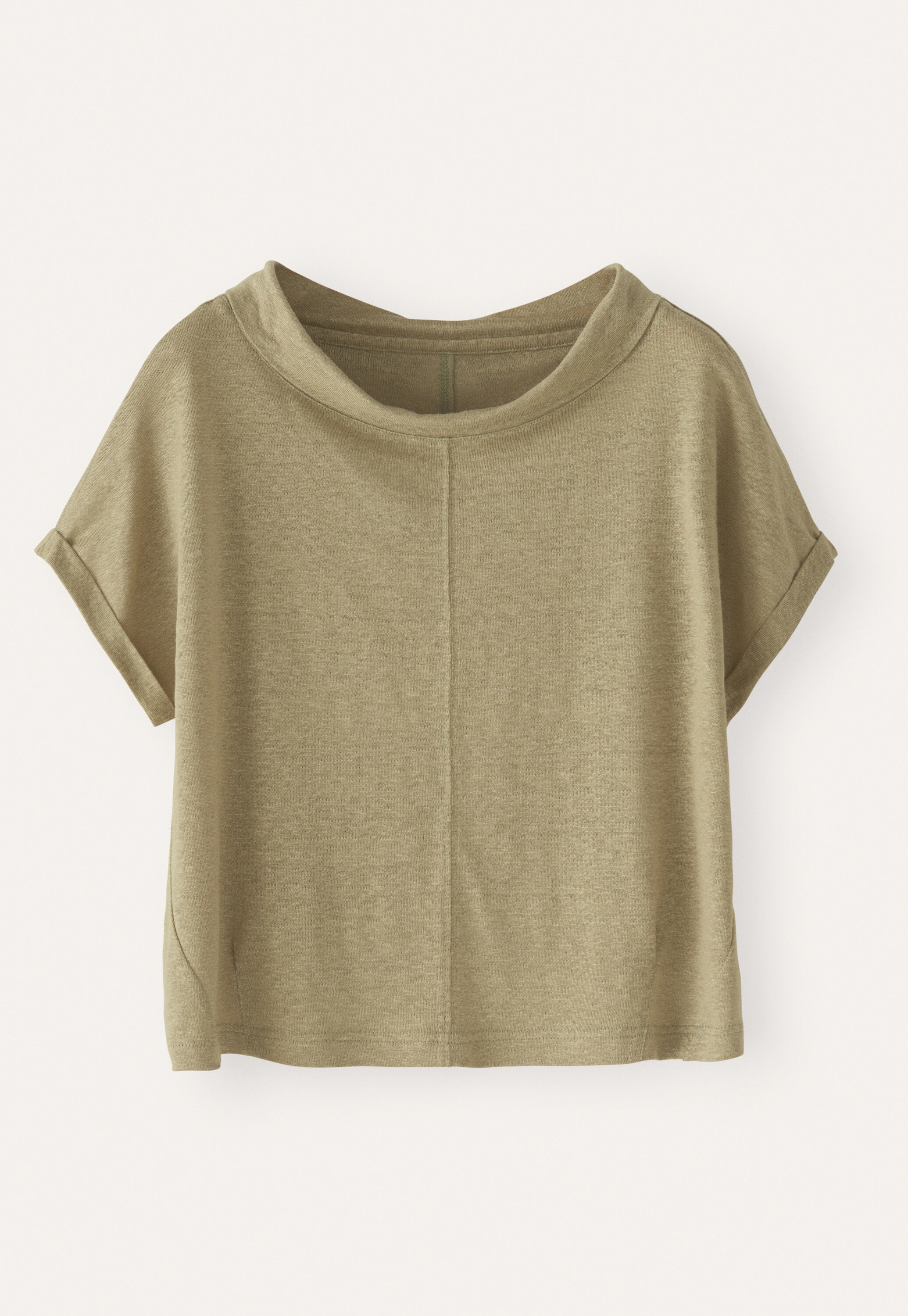 Turned-over neck top, Sage taupe, large