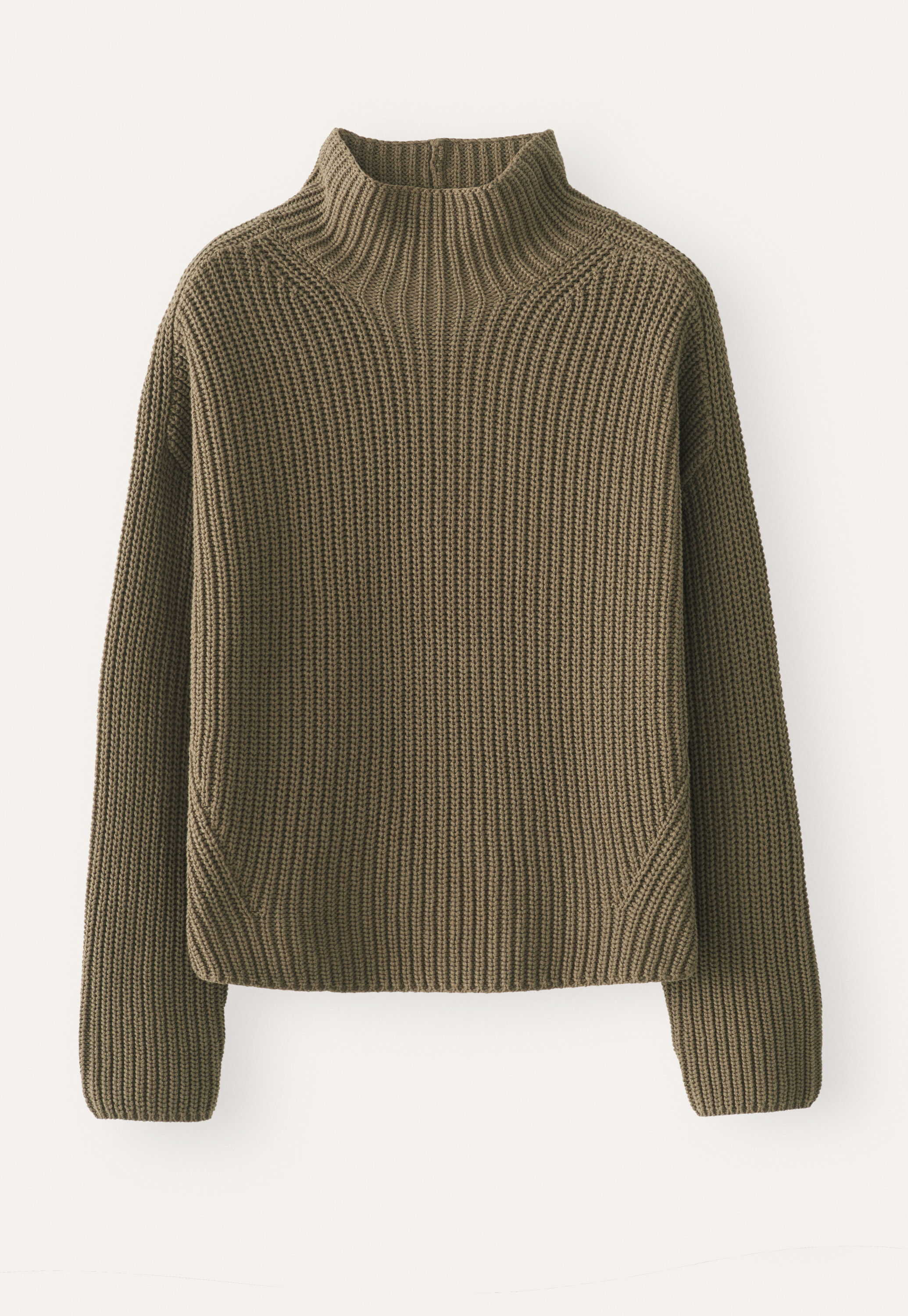 Funnel-neck sweater, Khaki, large