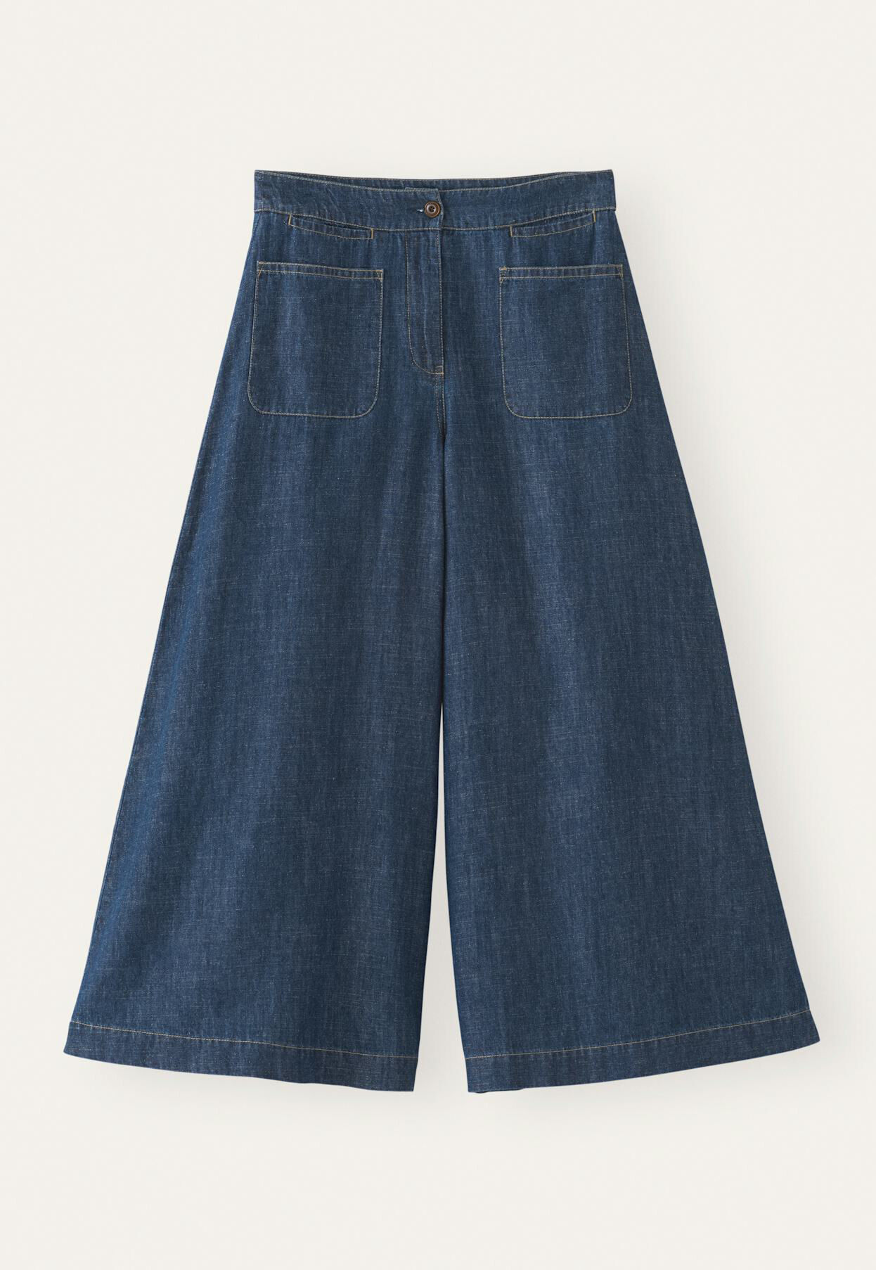 Indigo-dyed culottes