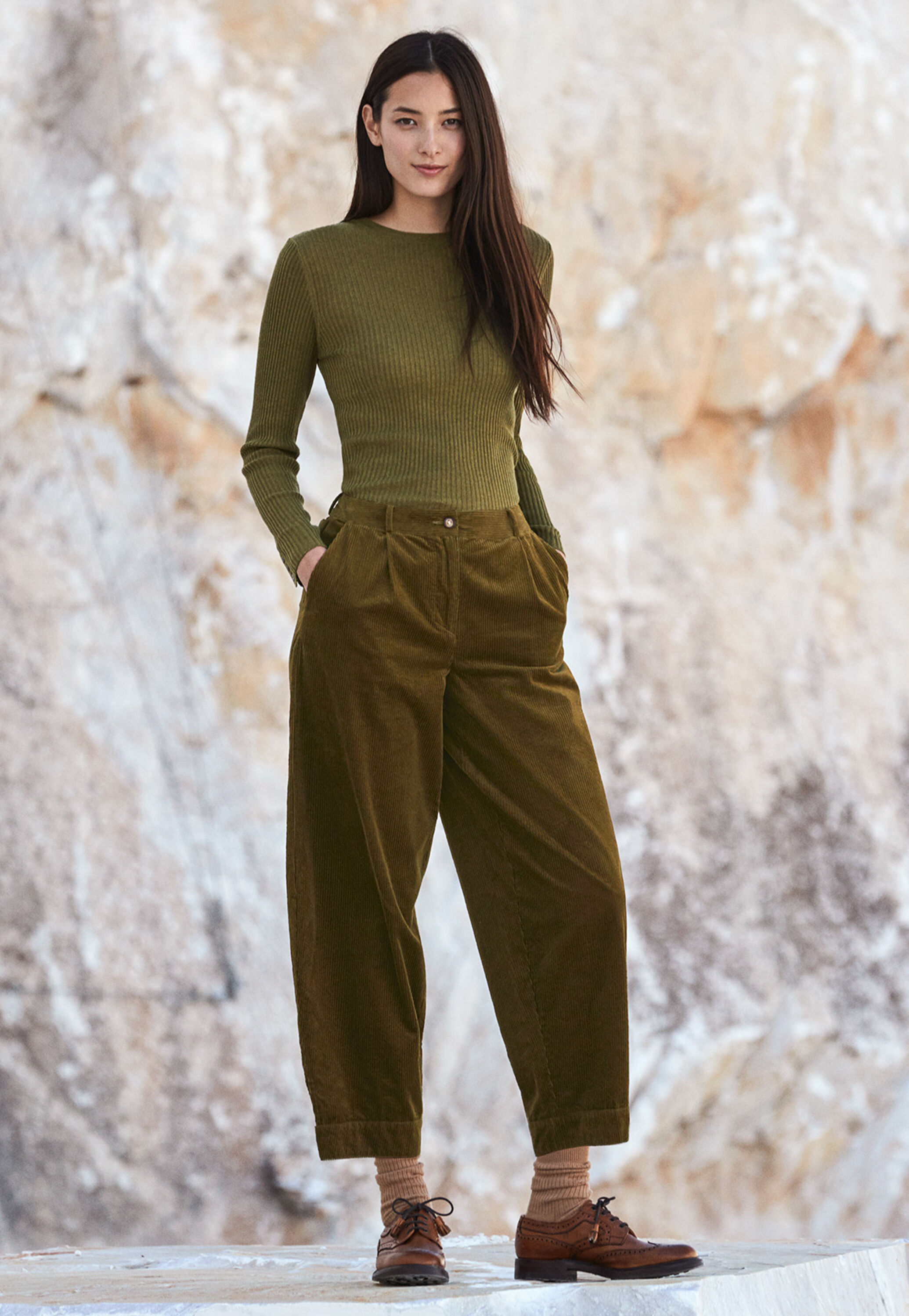 Button-detail trousers