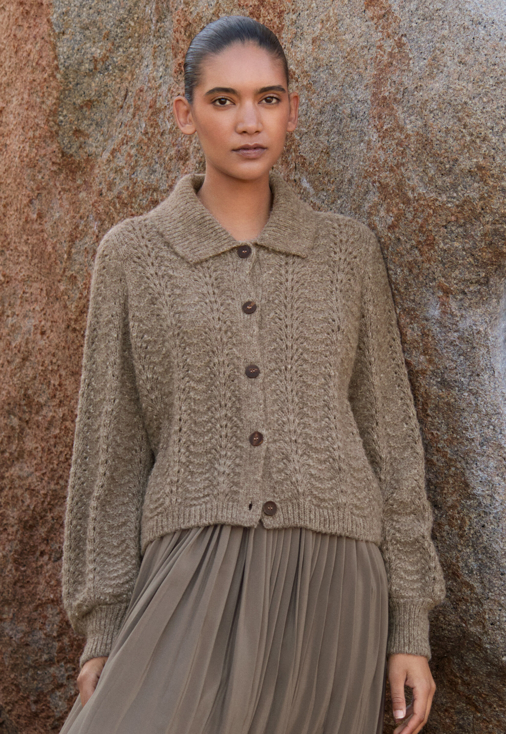 Pointelle cardigan