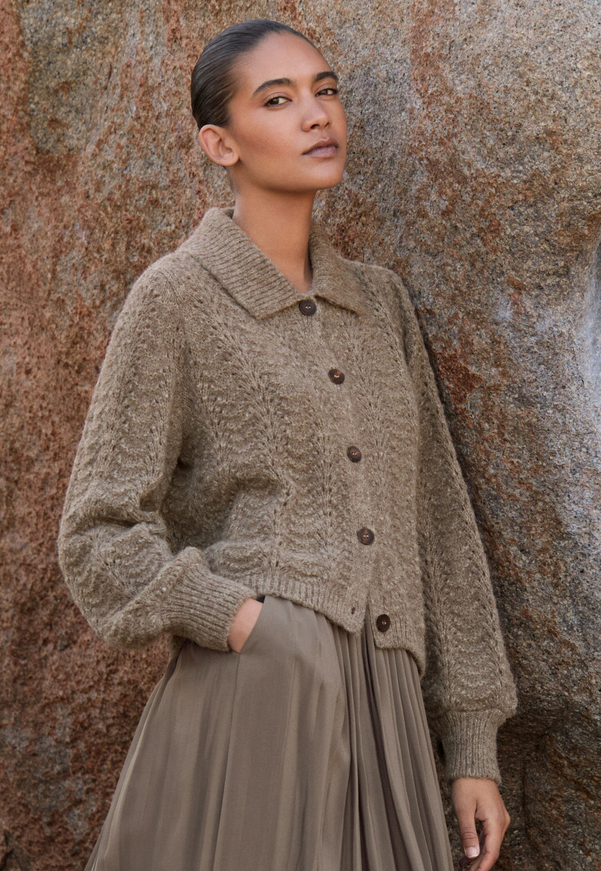 Pointelle cardigan
