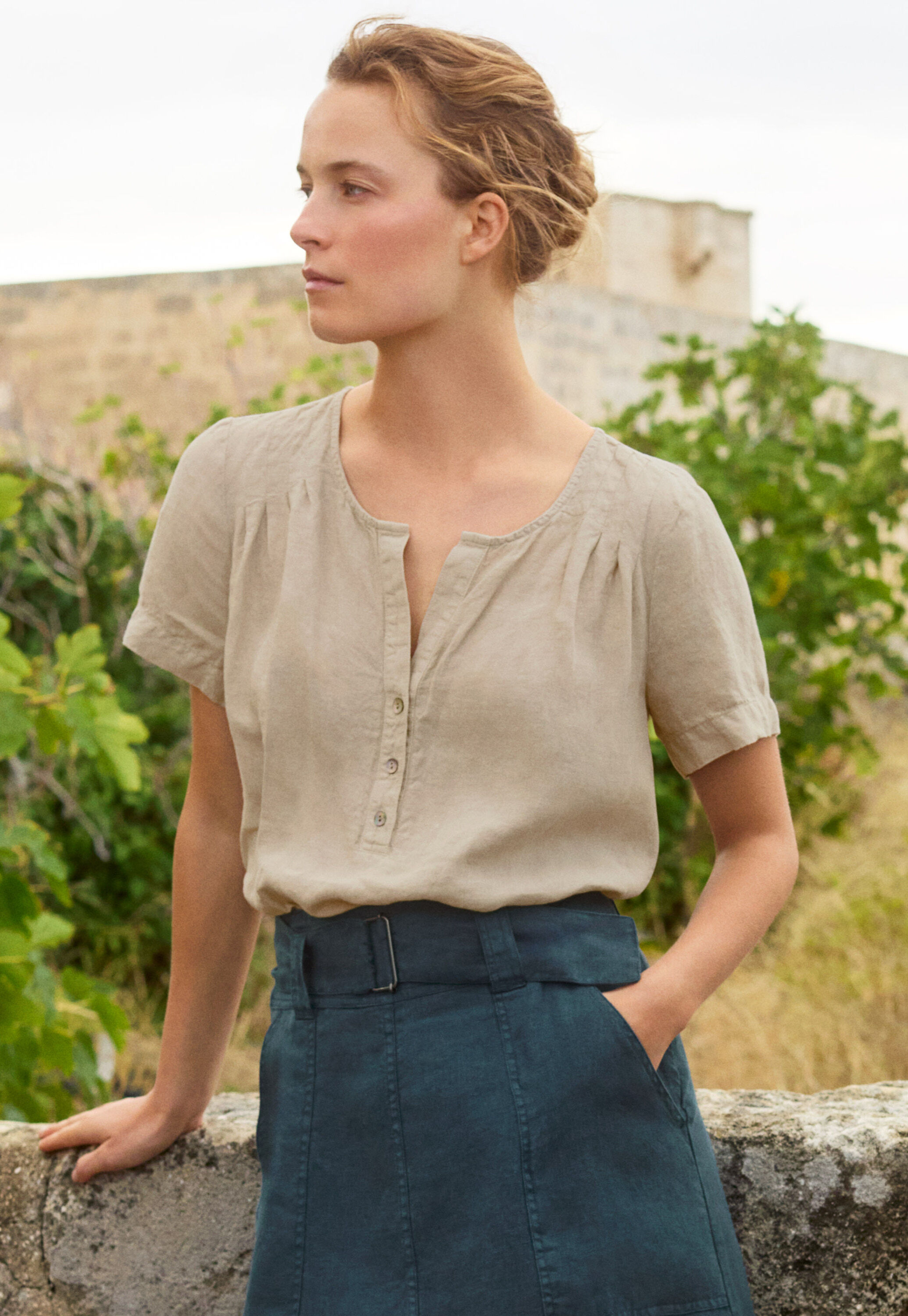Garment-dyed overshirt