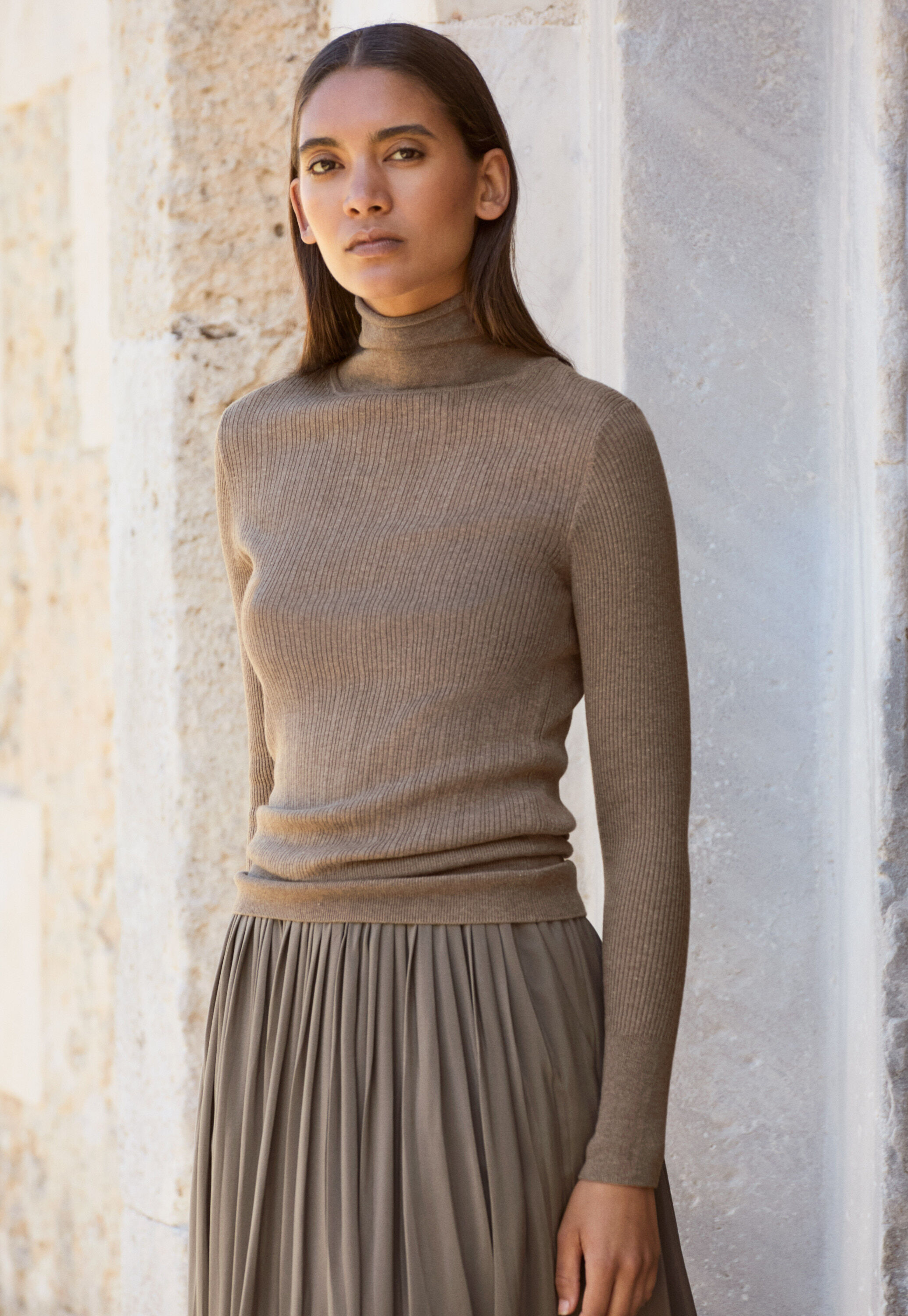 Ribbed sweater, Oatmeal, large