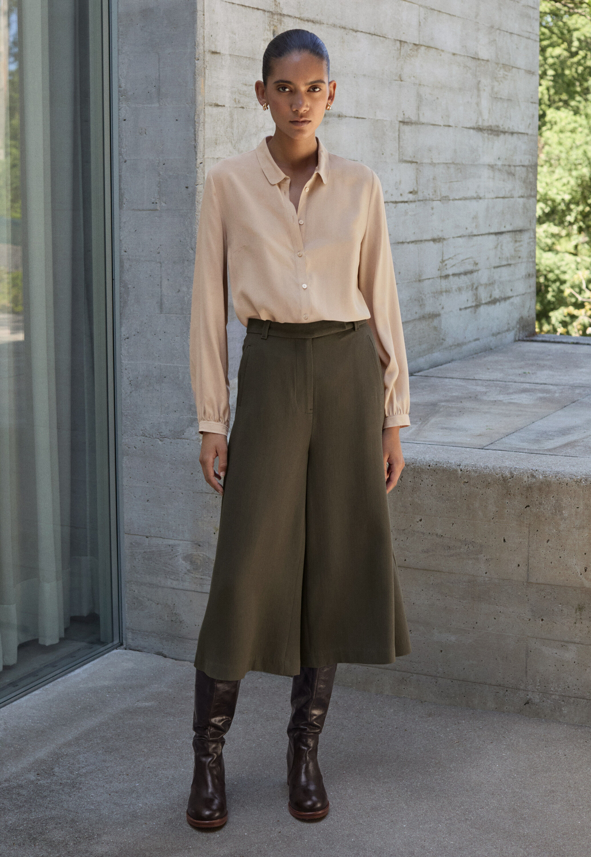 Tailored culottes, Dark moss, large