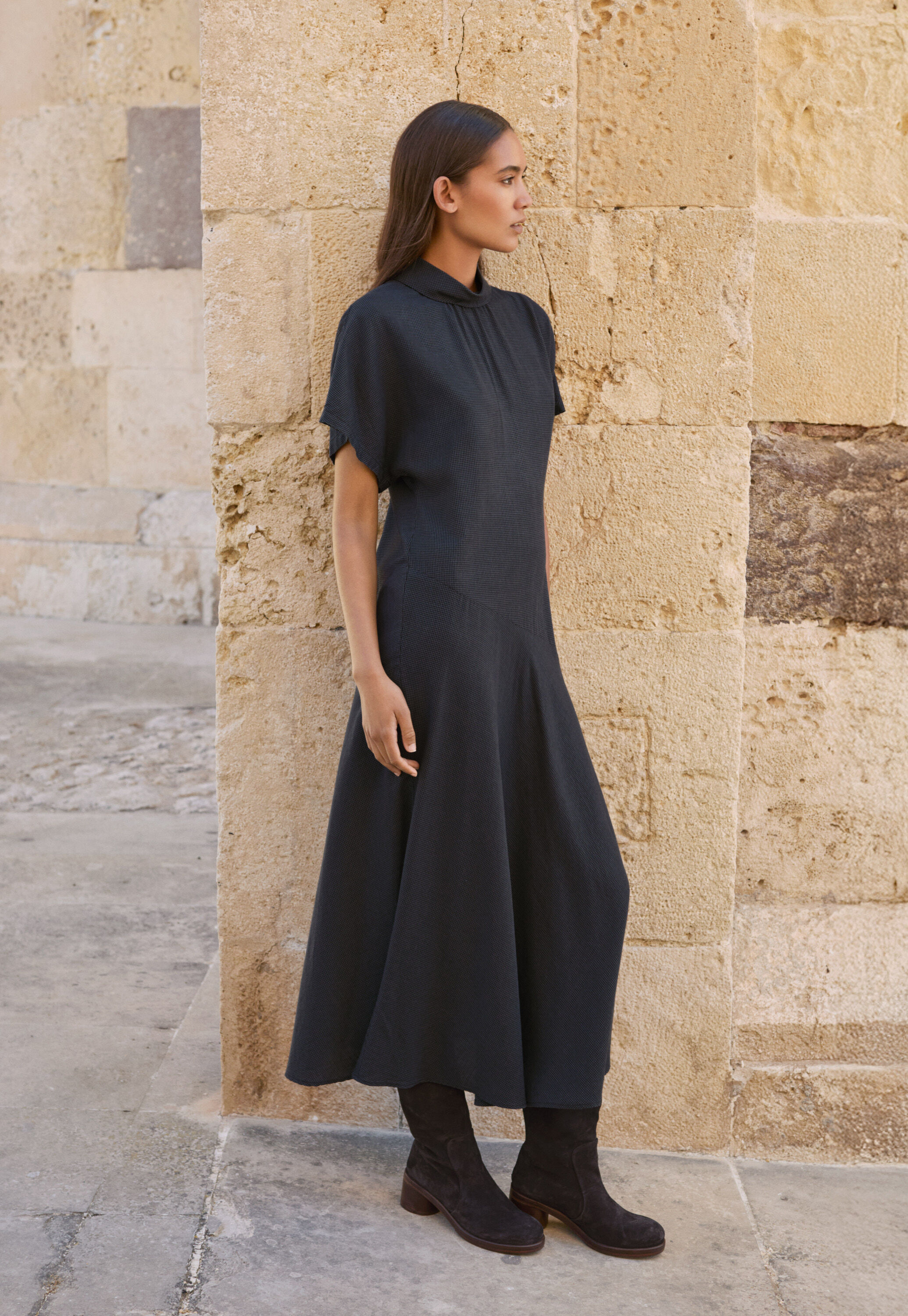 Peplum-detail dress