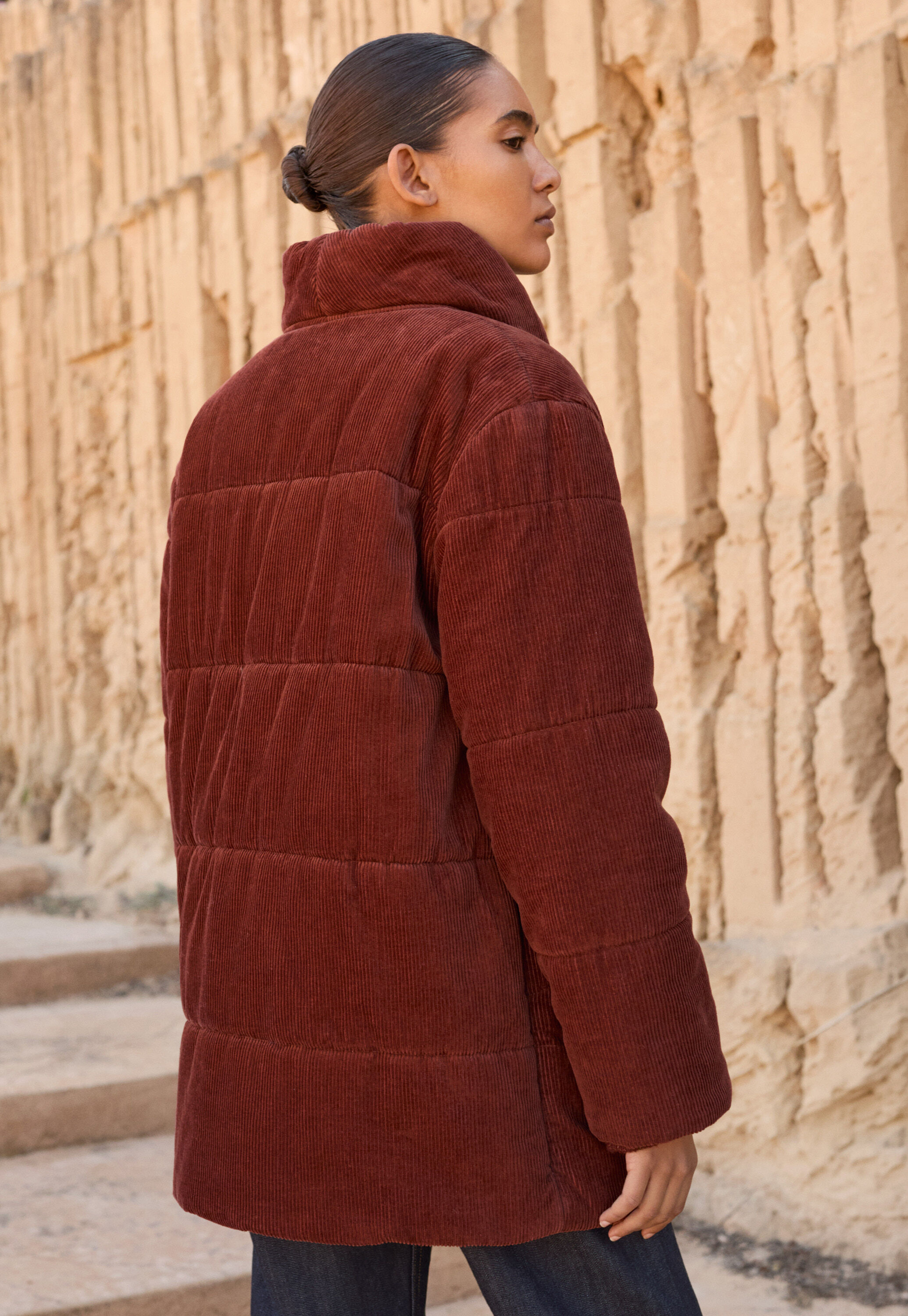 Padded shawl-collar coat, Chilli, large