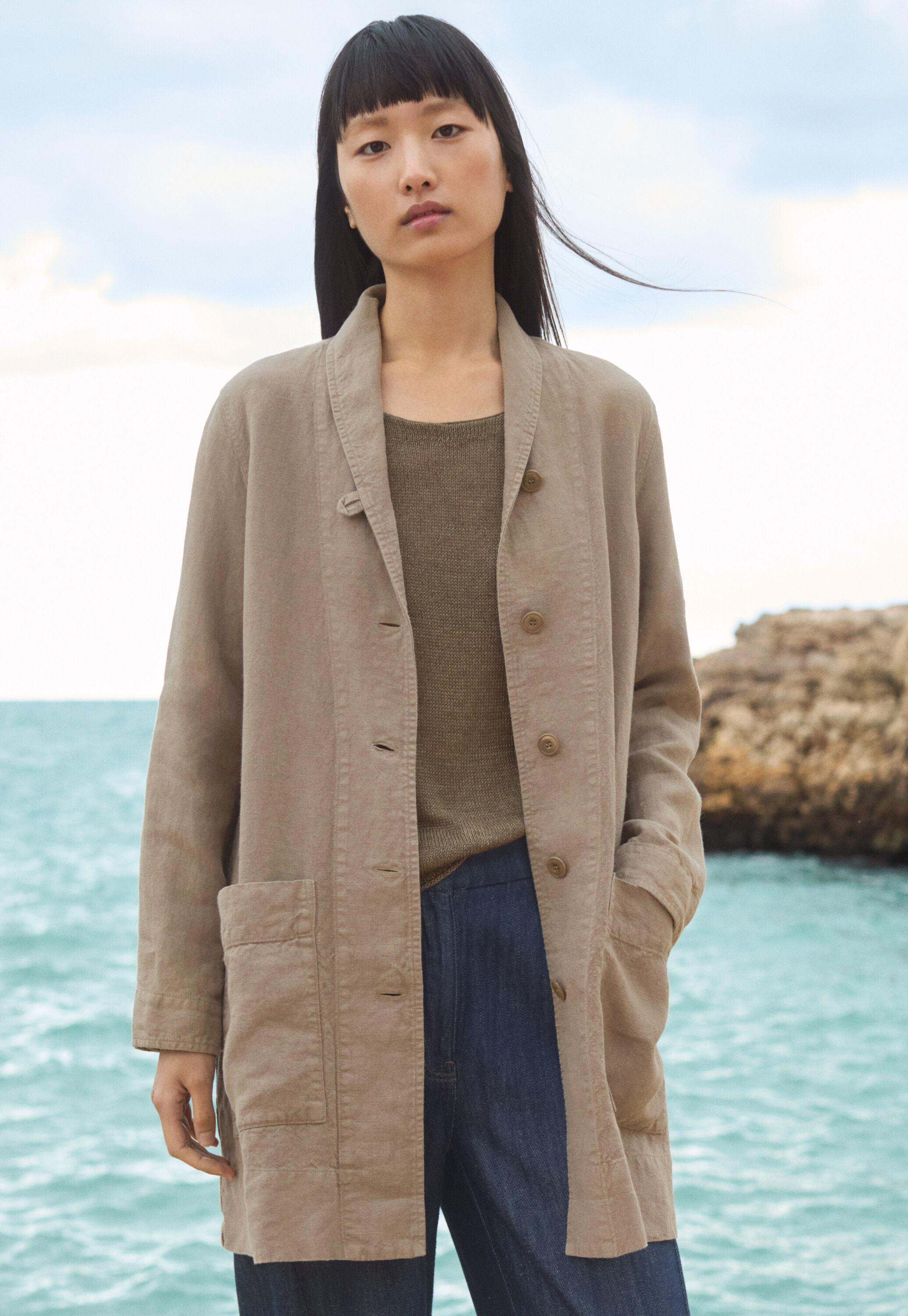 Garment-dyed overshirt