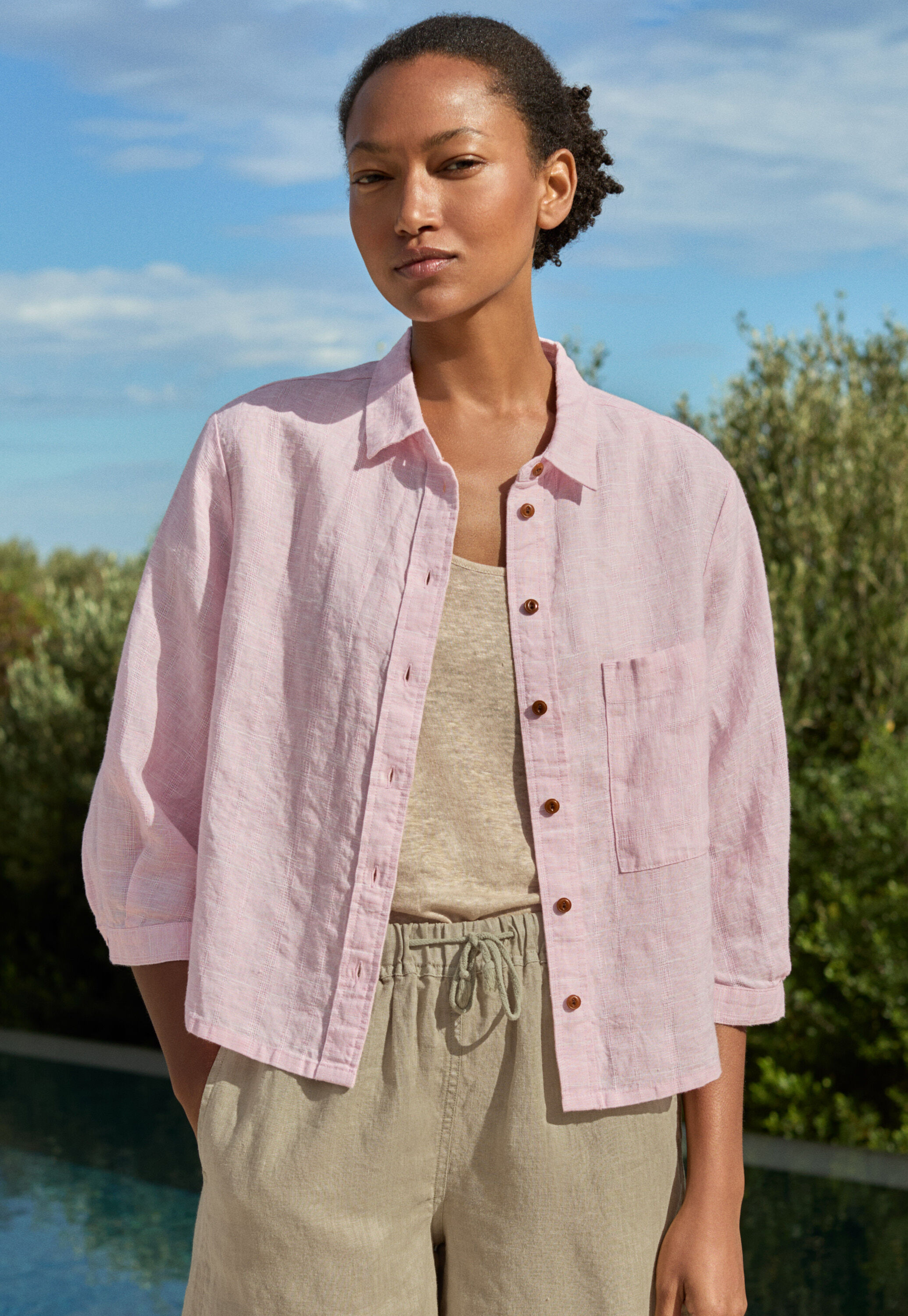 Garment-dyed overshirt