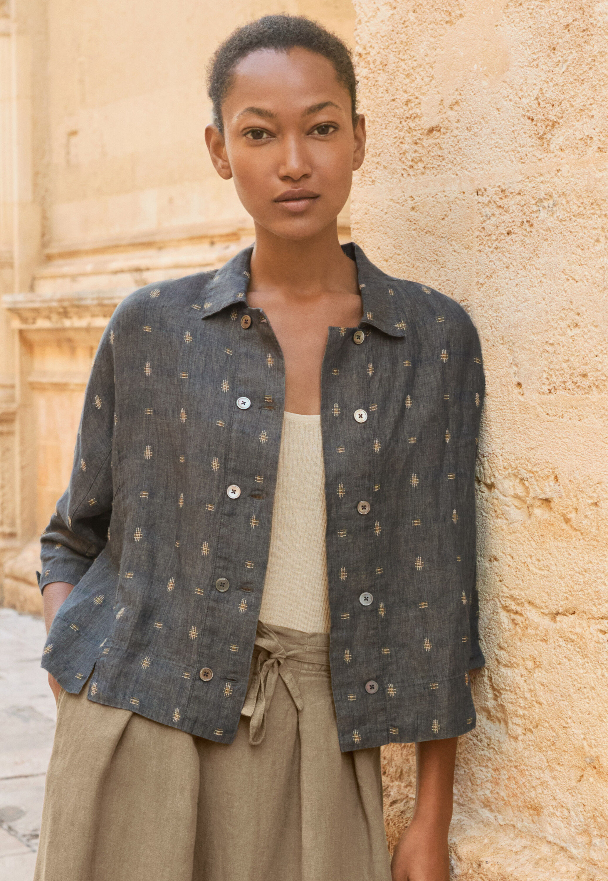 Garment-dyed overshirt