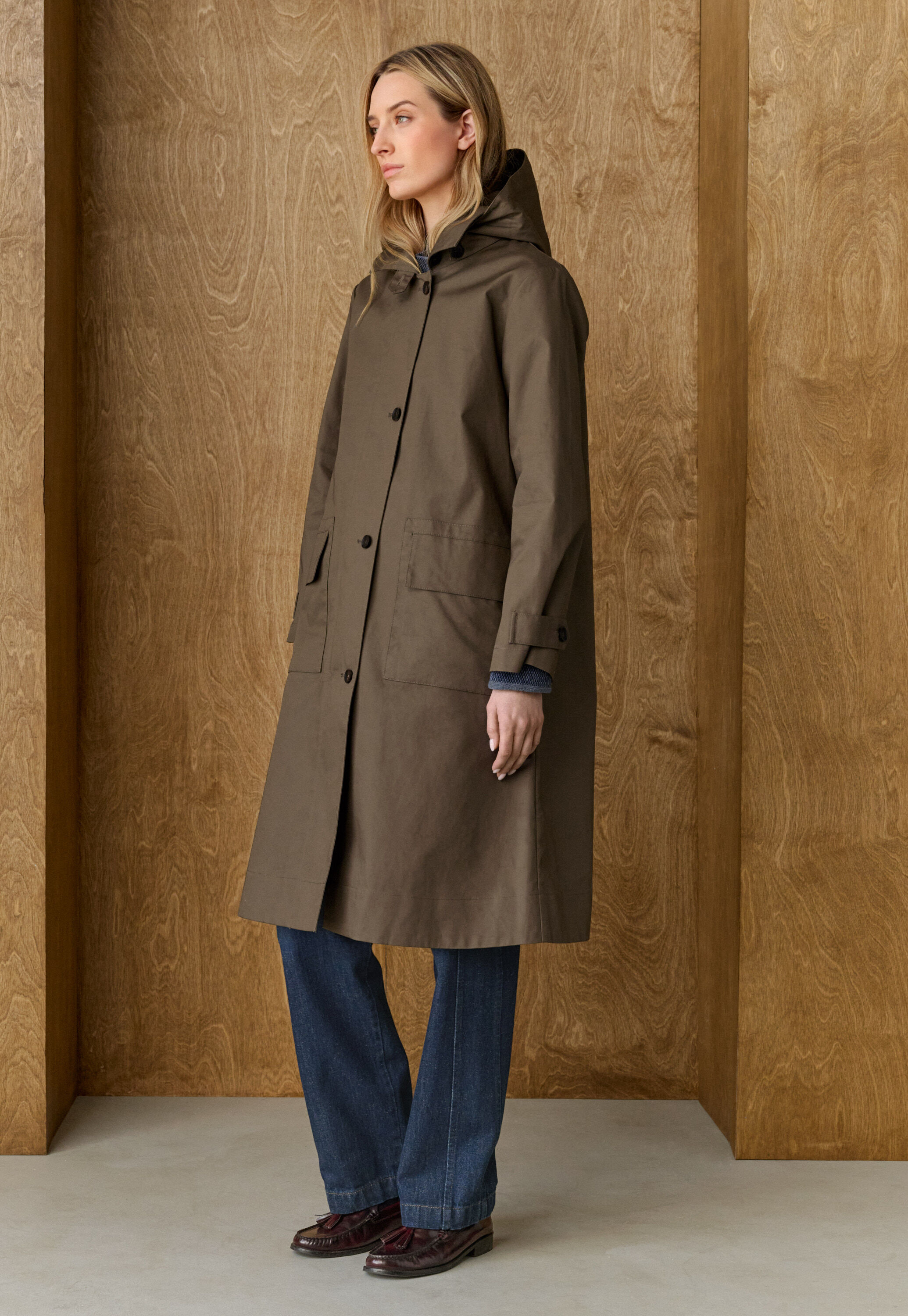 Hooded trench coat