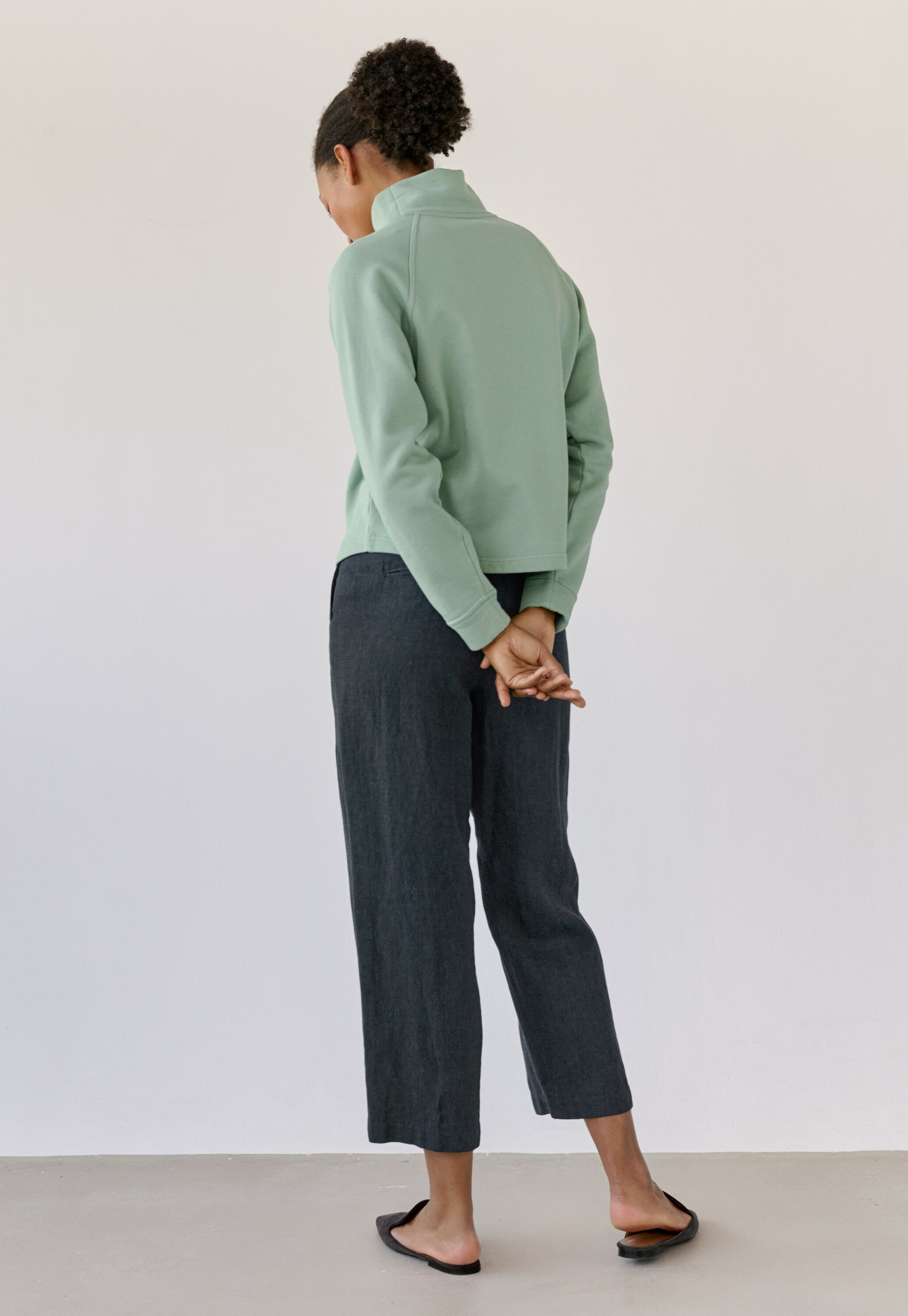 Barrel-leg trousers, Dark petrol, large