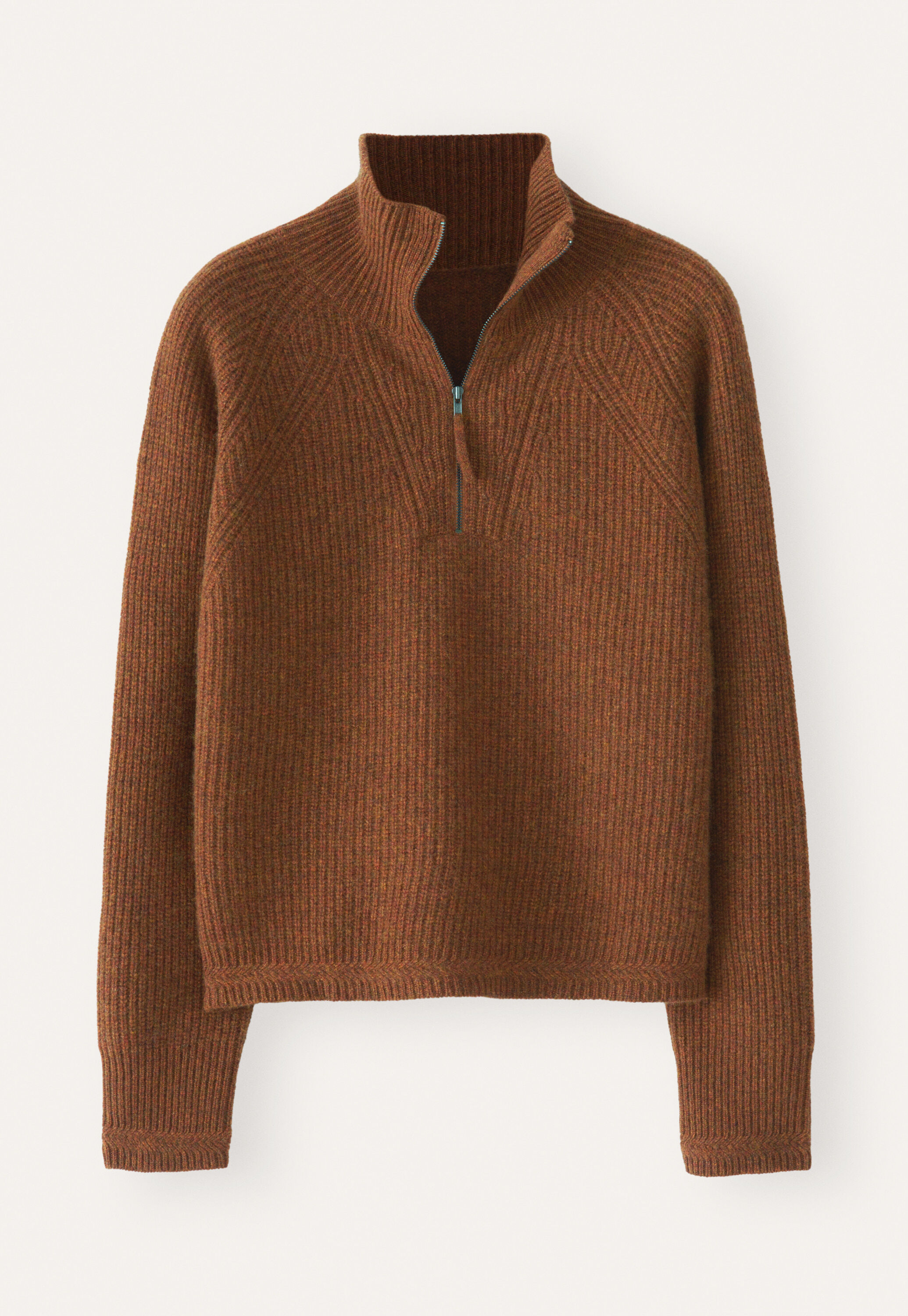 Zip-front sweater, Chilli brown, large