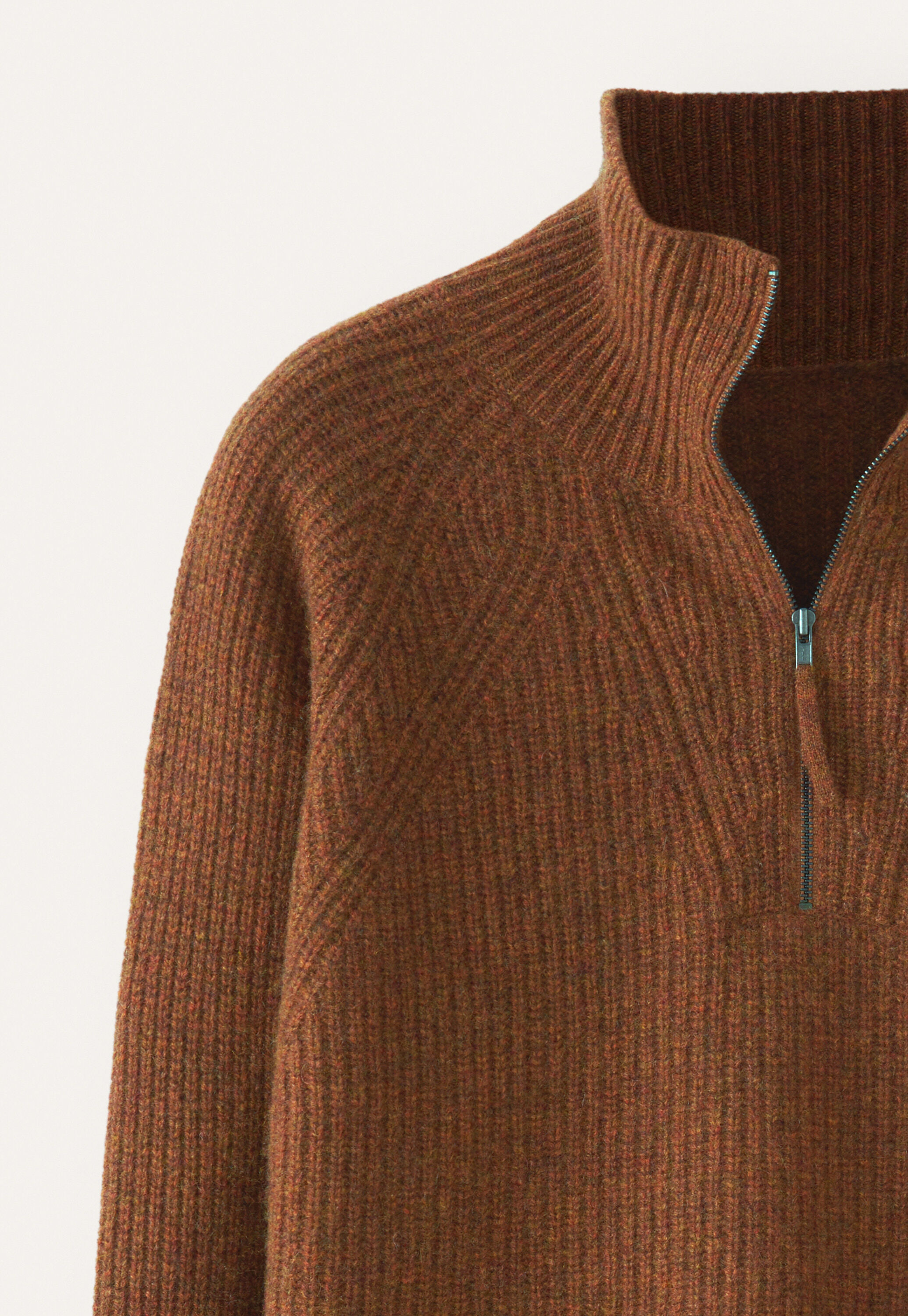 Zip-front sweater, Chilli brown, large