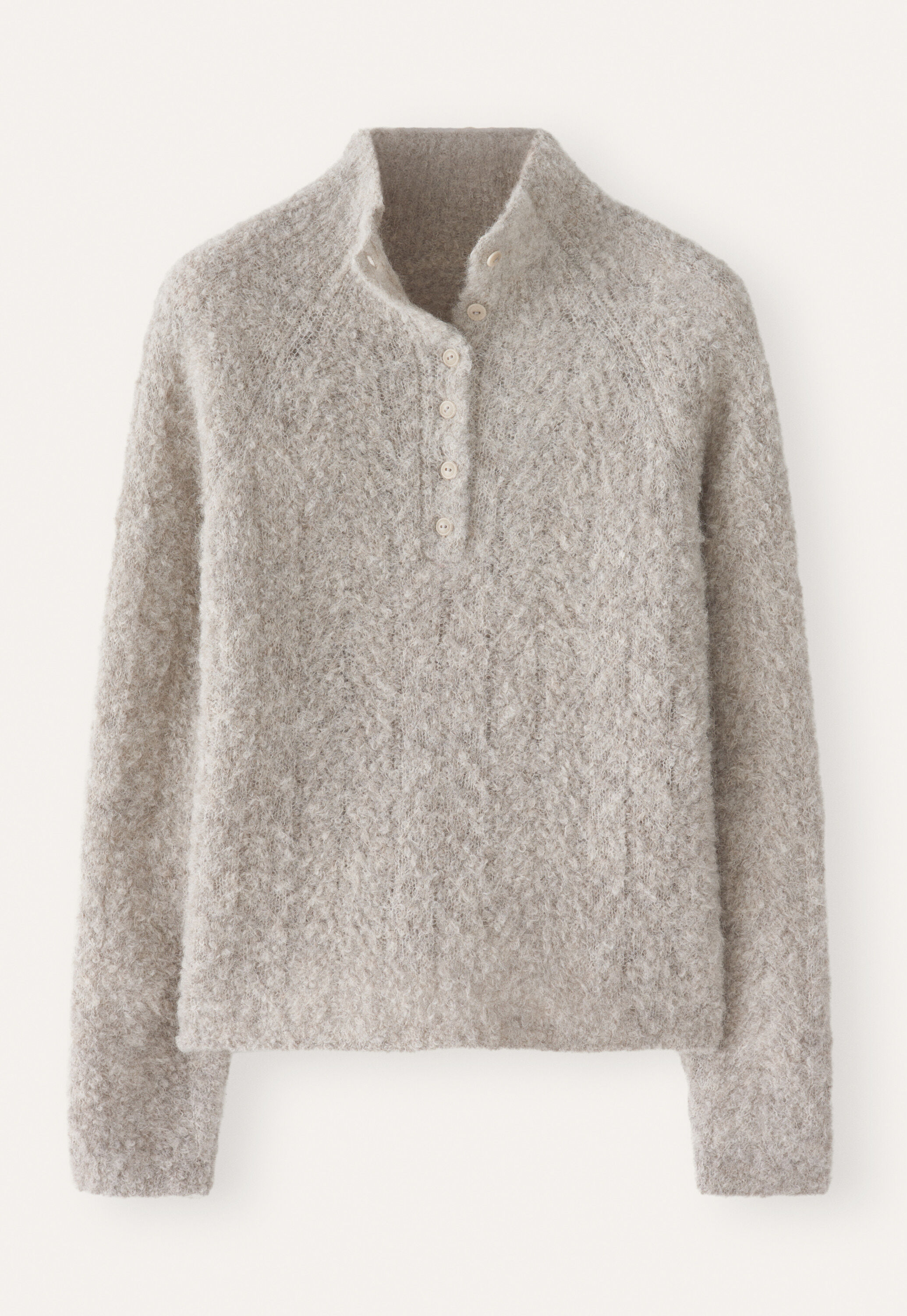 Button-neck sweater, Natural grey, large