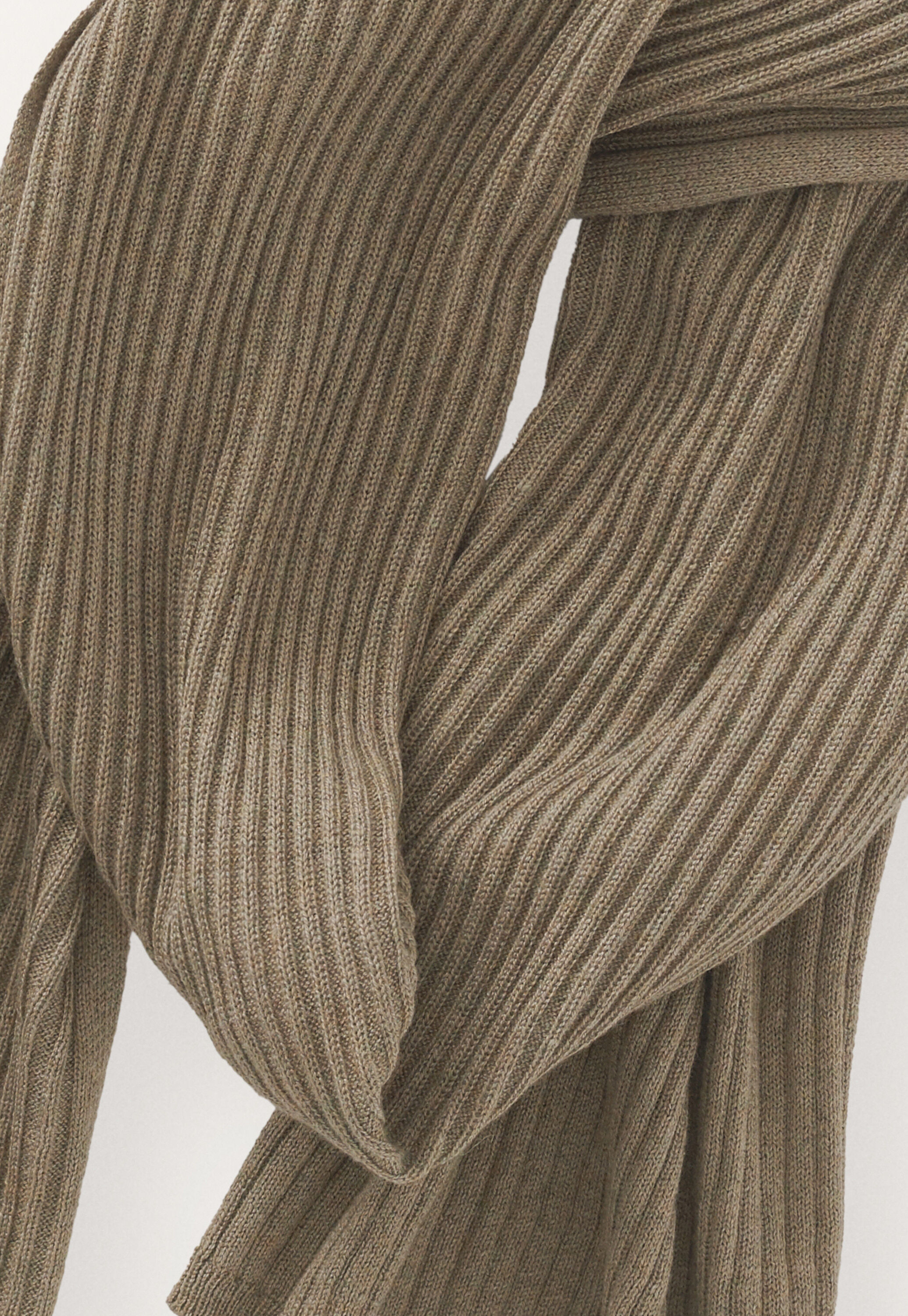 Rib-stitch scarf, Moss taupe, large