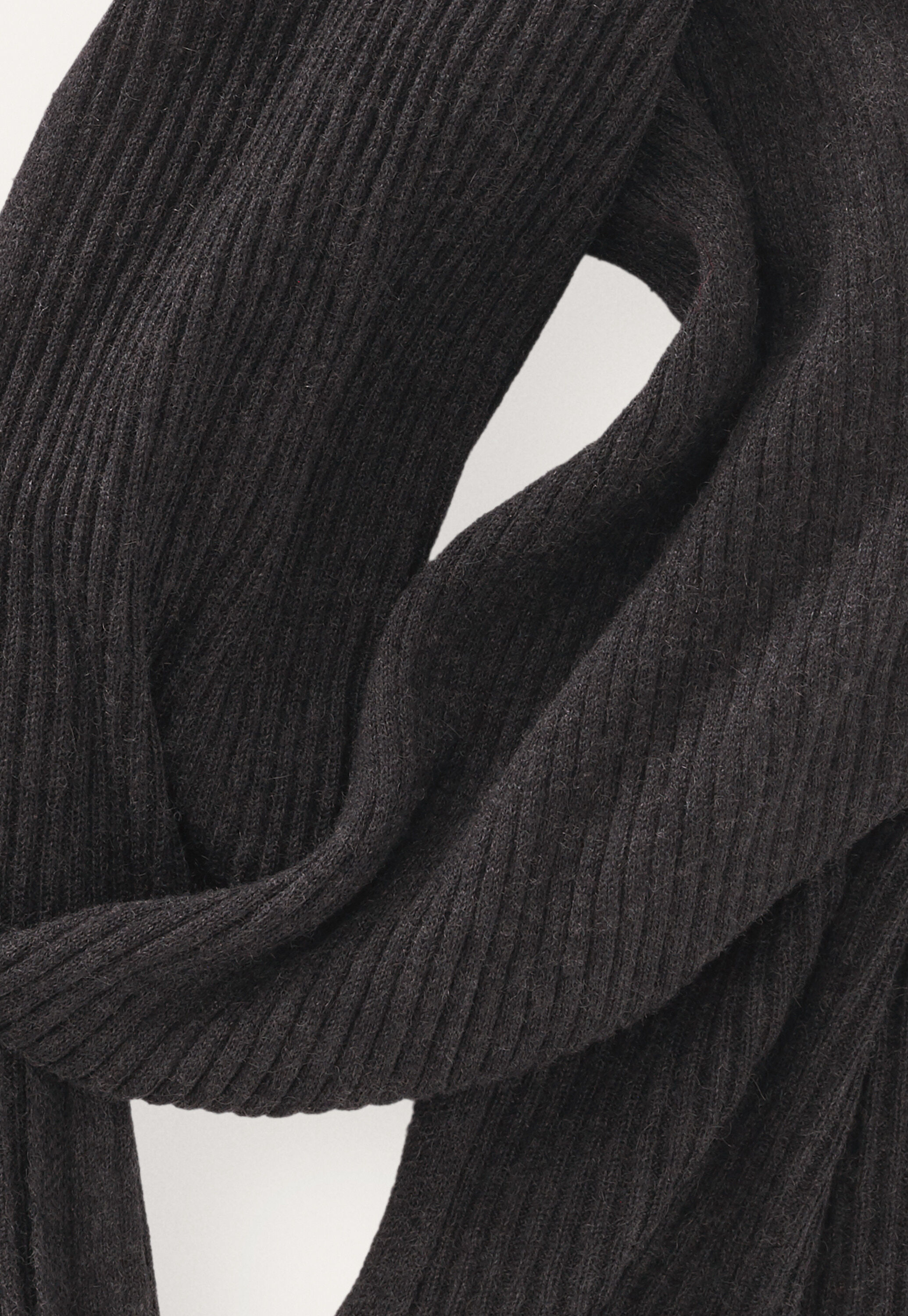 Rib-stitch scarf, Black marl, large