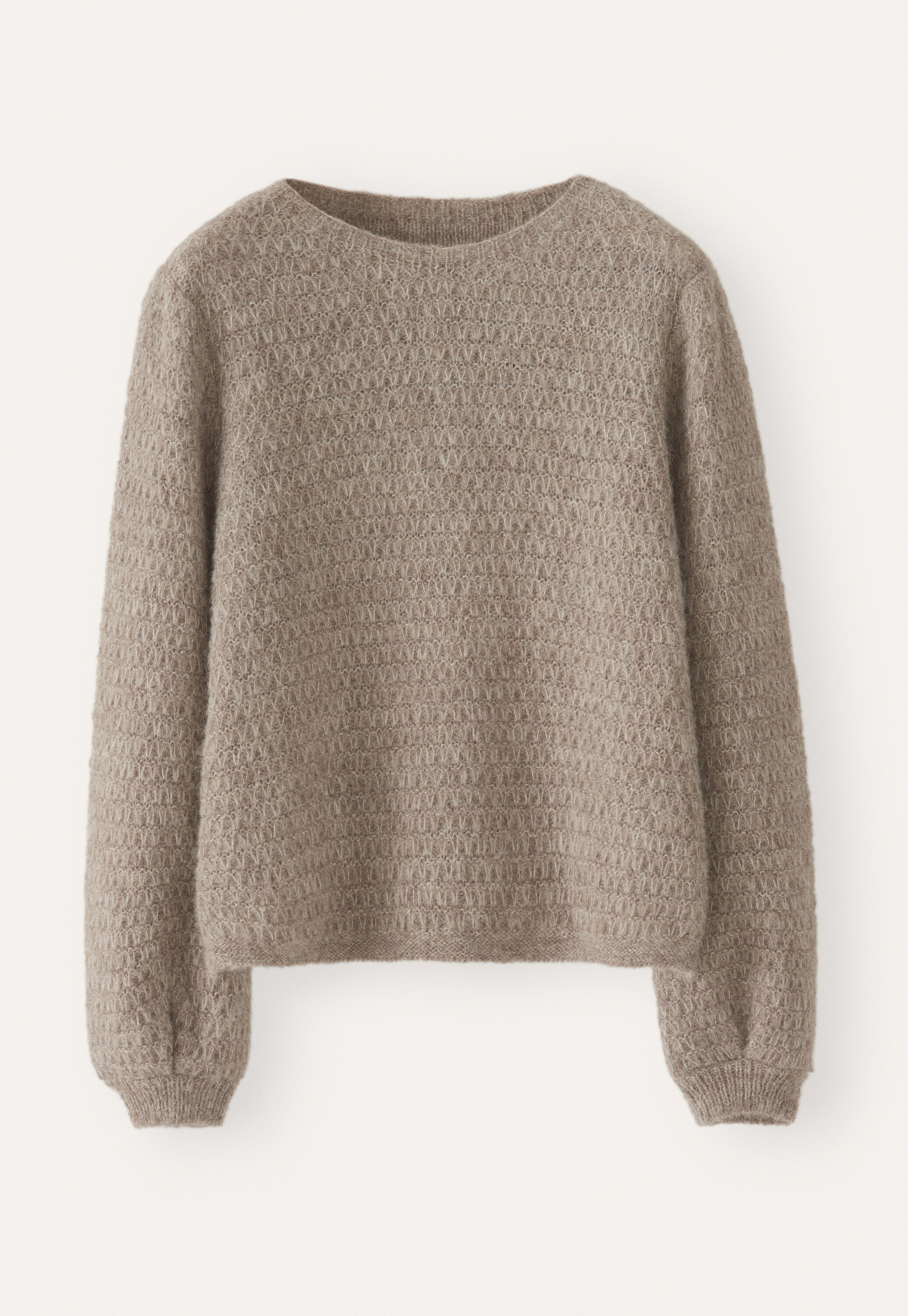 Tuck-stitch sweater, Brown taupe, large