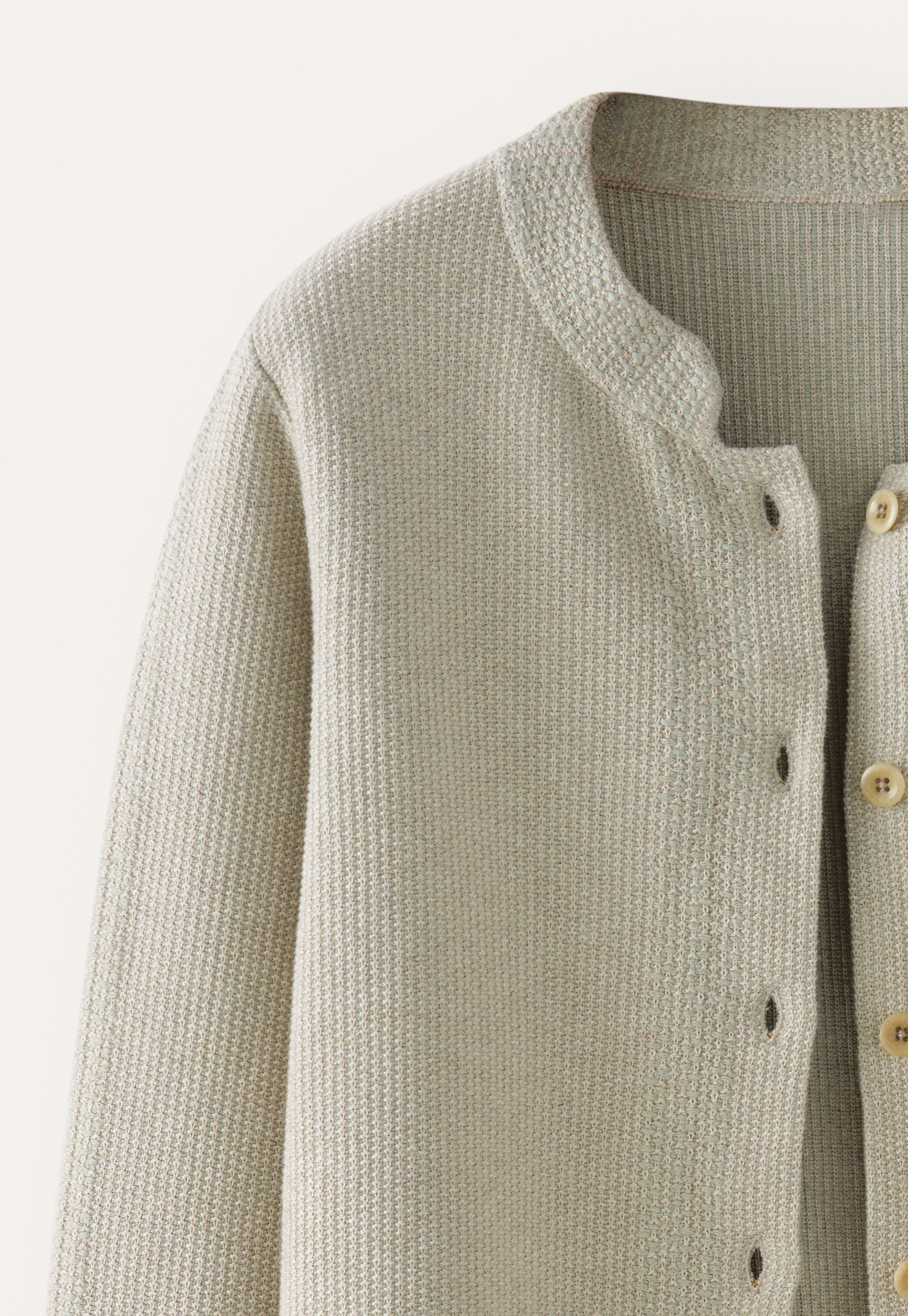 Inlay-stitch cardigan, Sage pebble, large