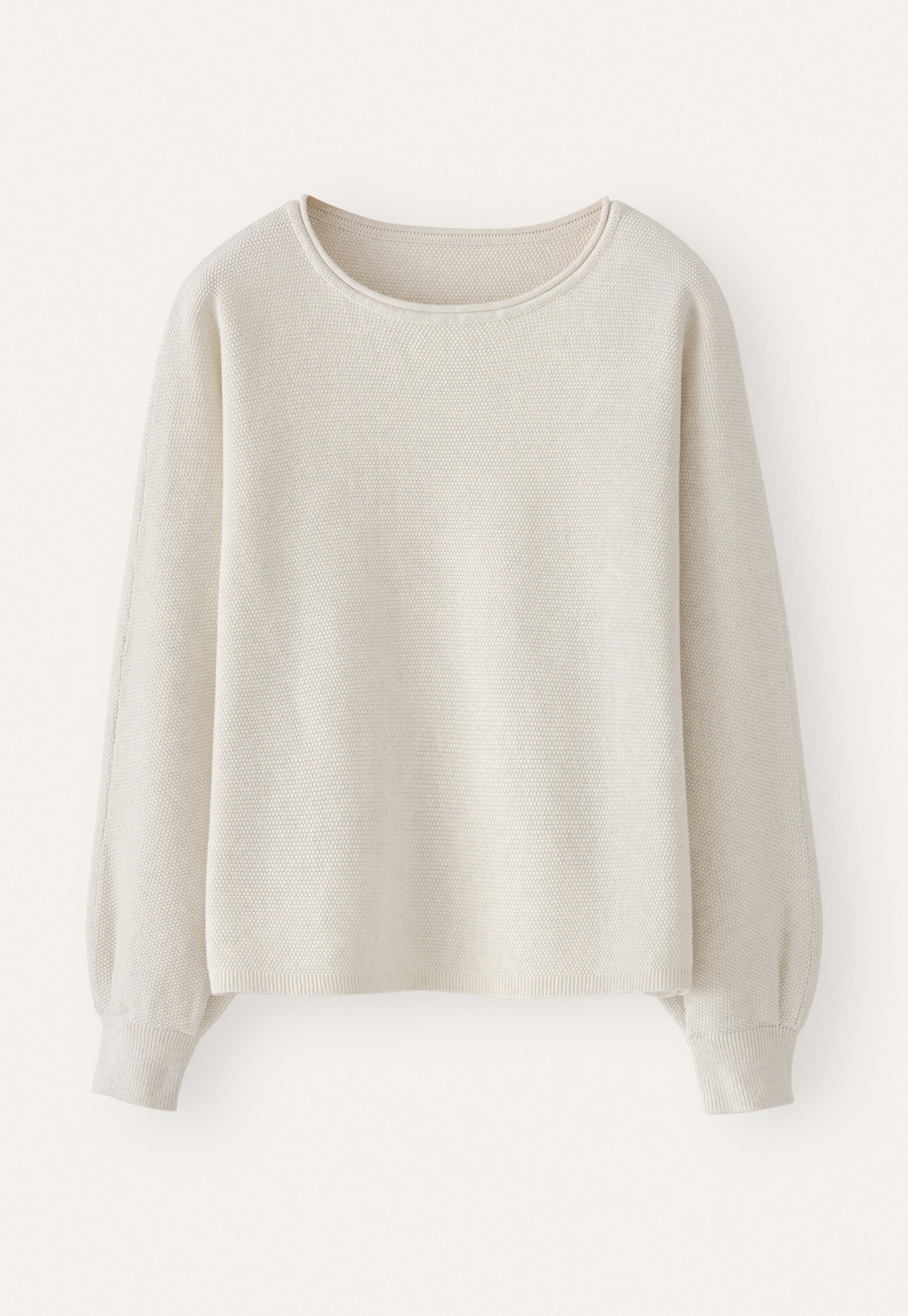 Moss-stitch sweater, Grey cream, large