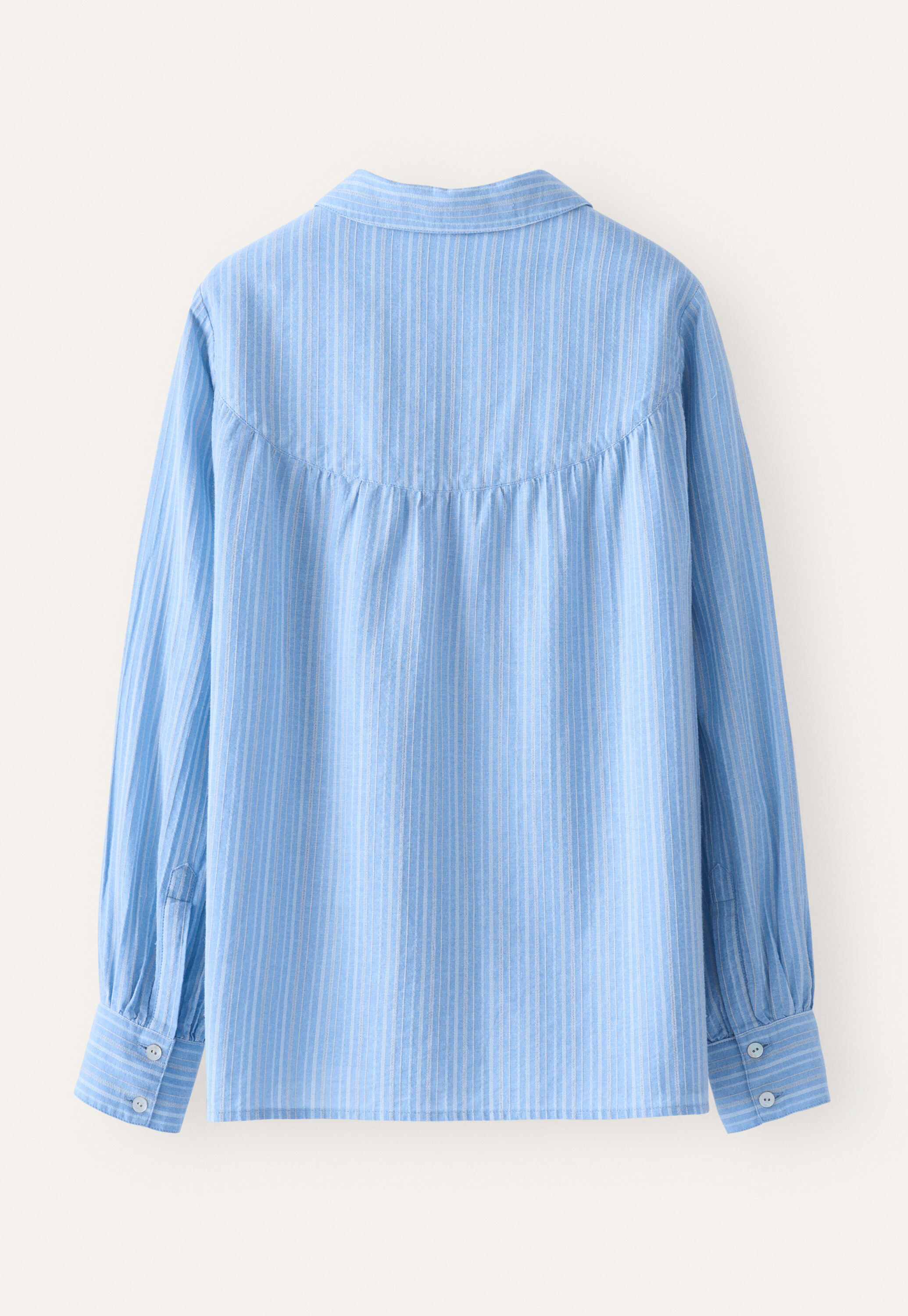 Striped blouse with gathers, Cornflower, large