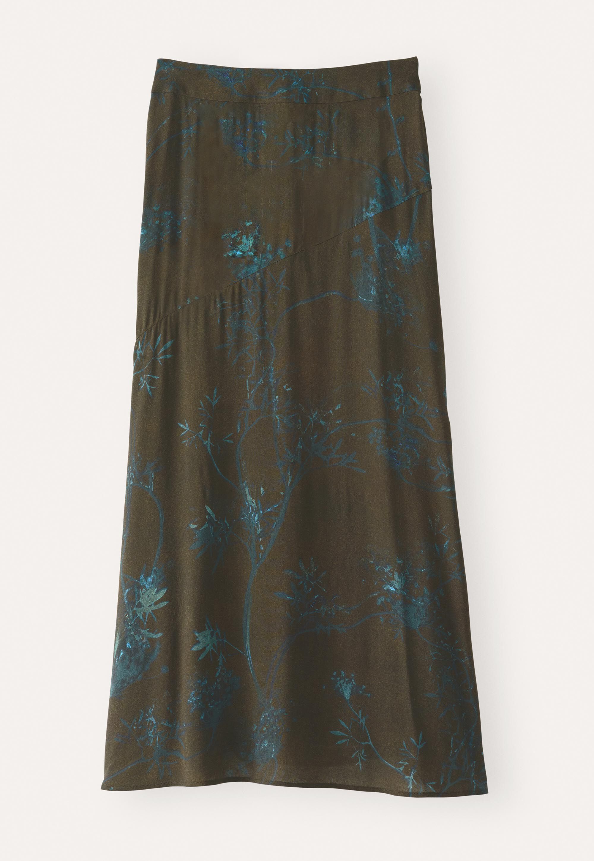 Printed long flared skirt, Dark brown, large