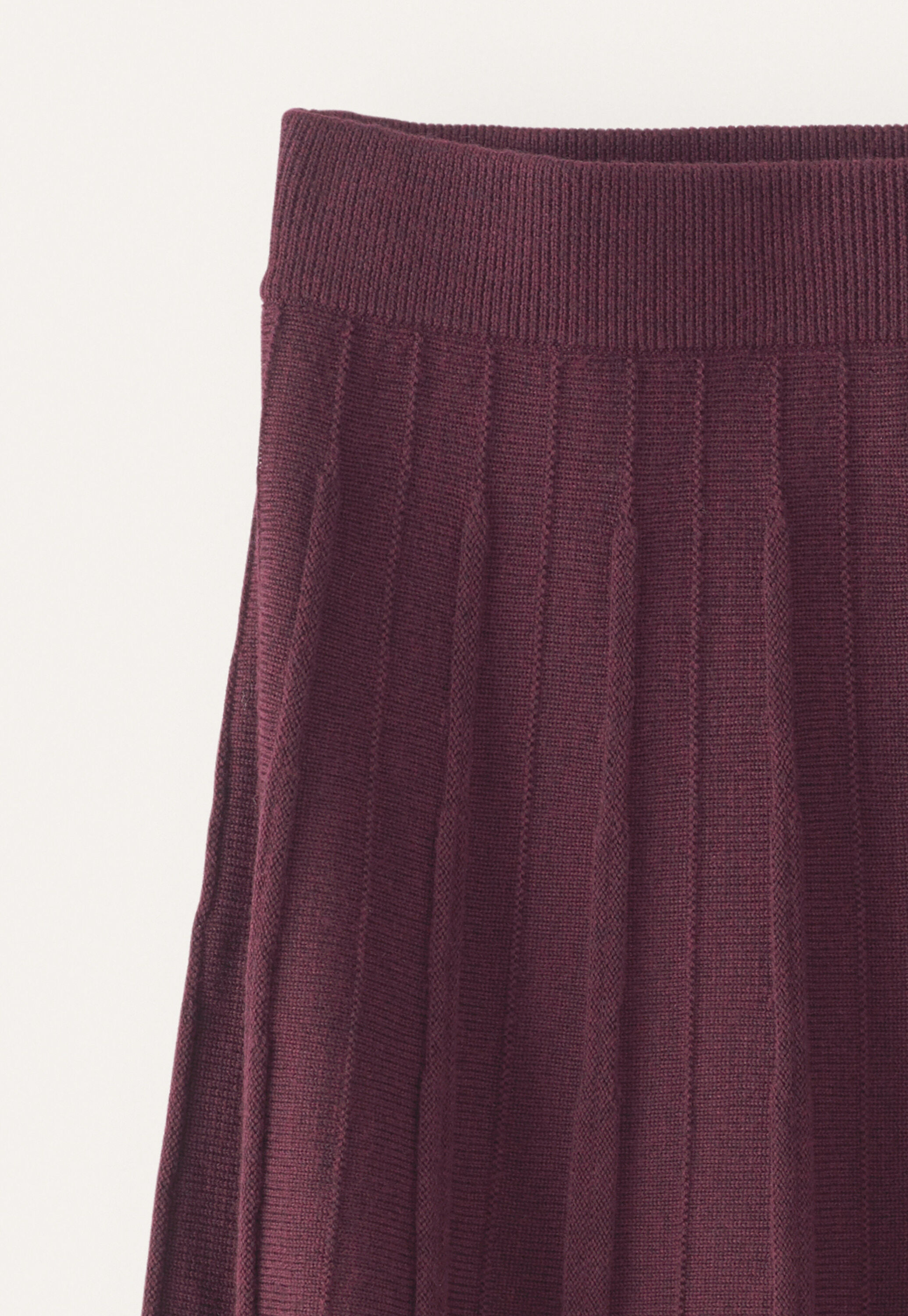 Tuck-stitch merino skirt, Aubergine, large