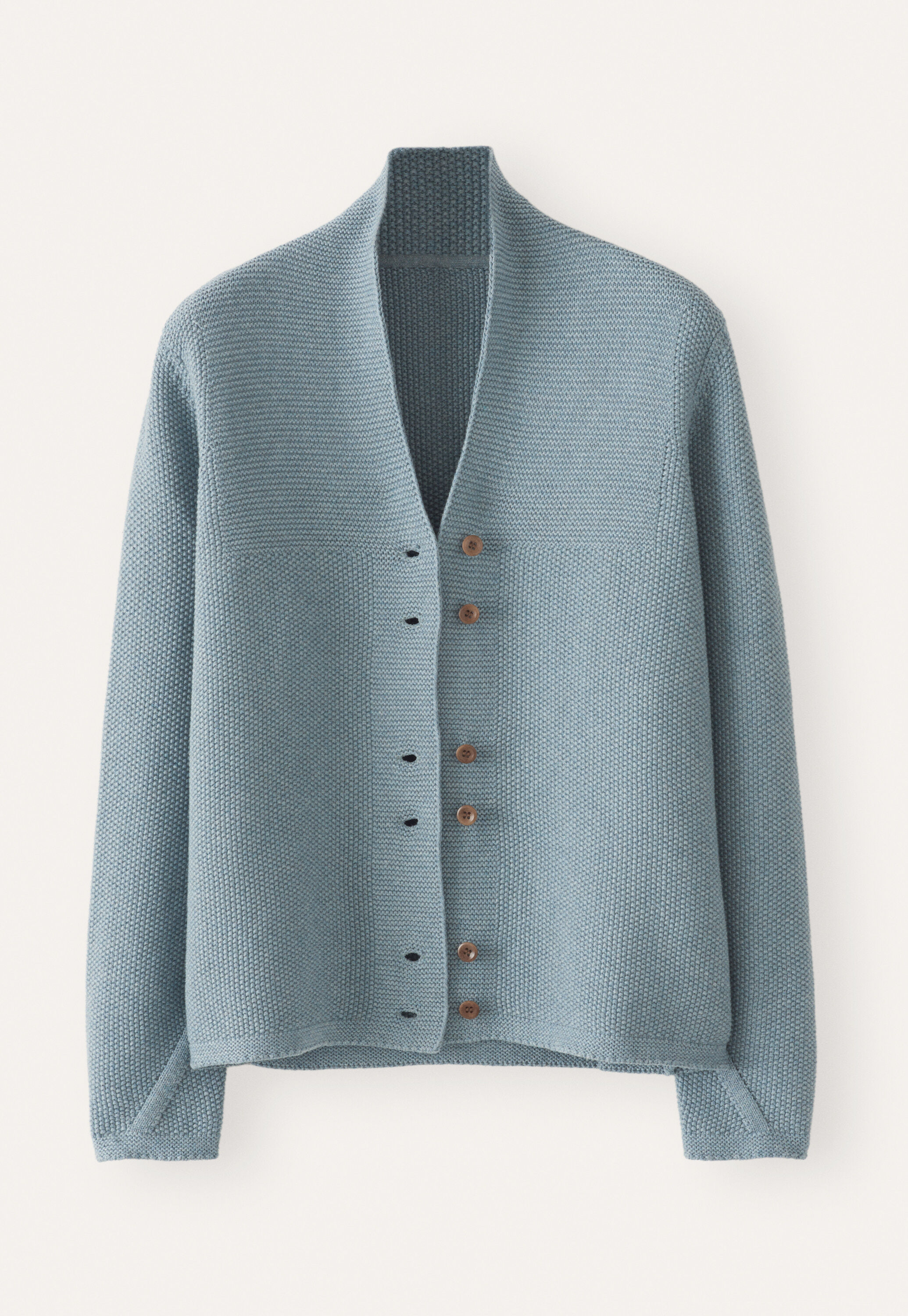 Button-front cardigan, Aqua denim, large