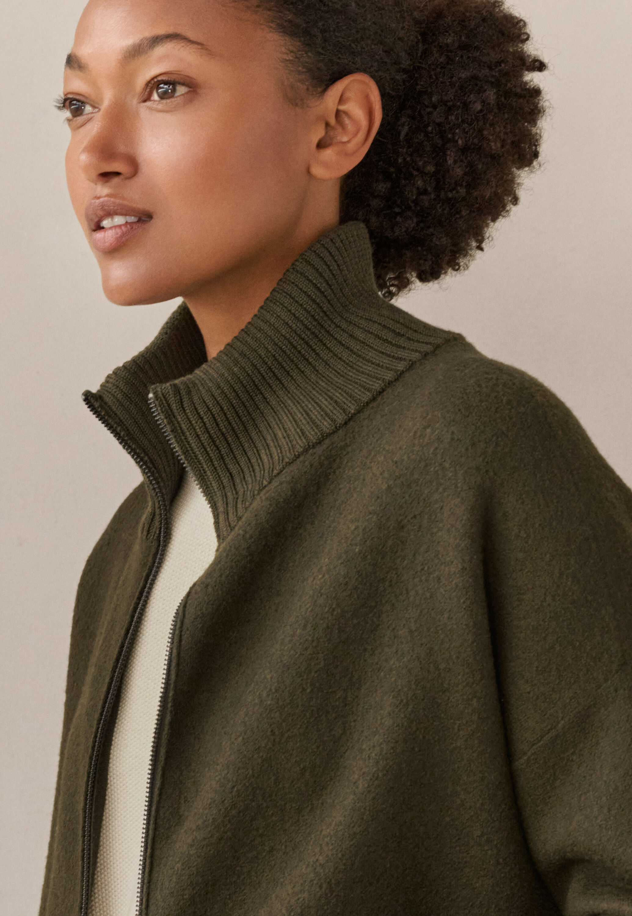 Zip-front knitted jacket
