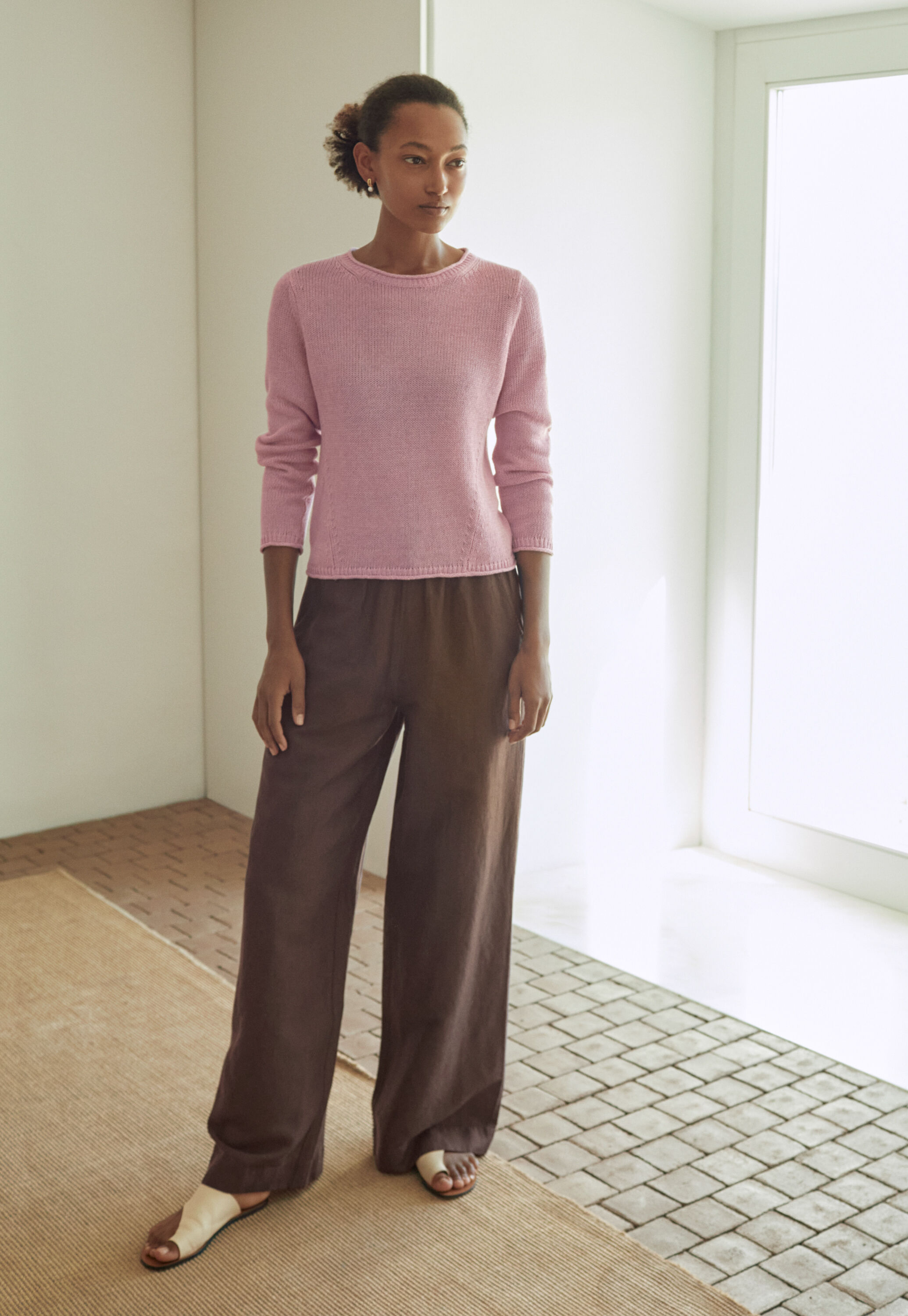Wide-leg drawstring trousers