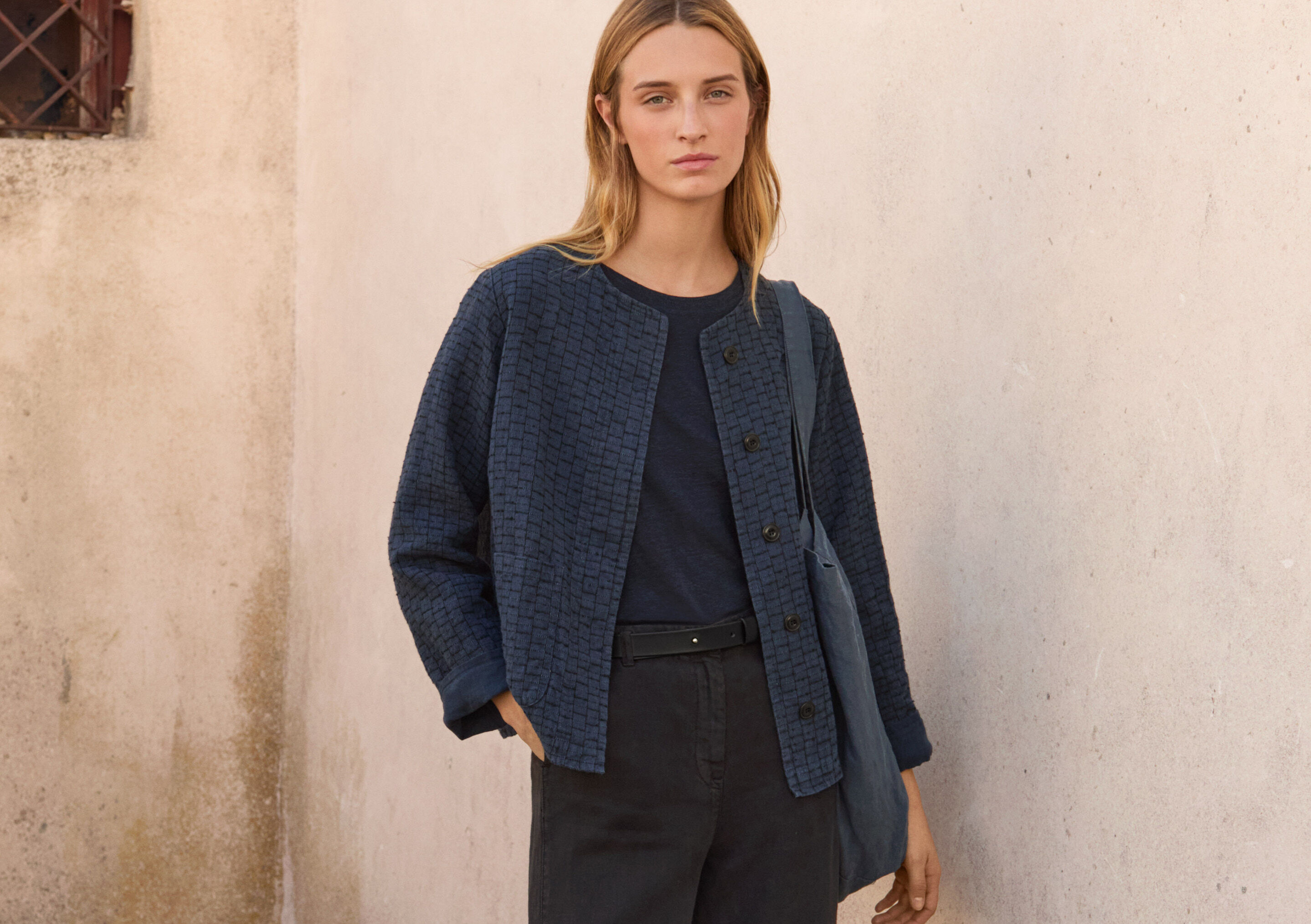 Checked boxy jacket