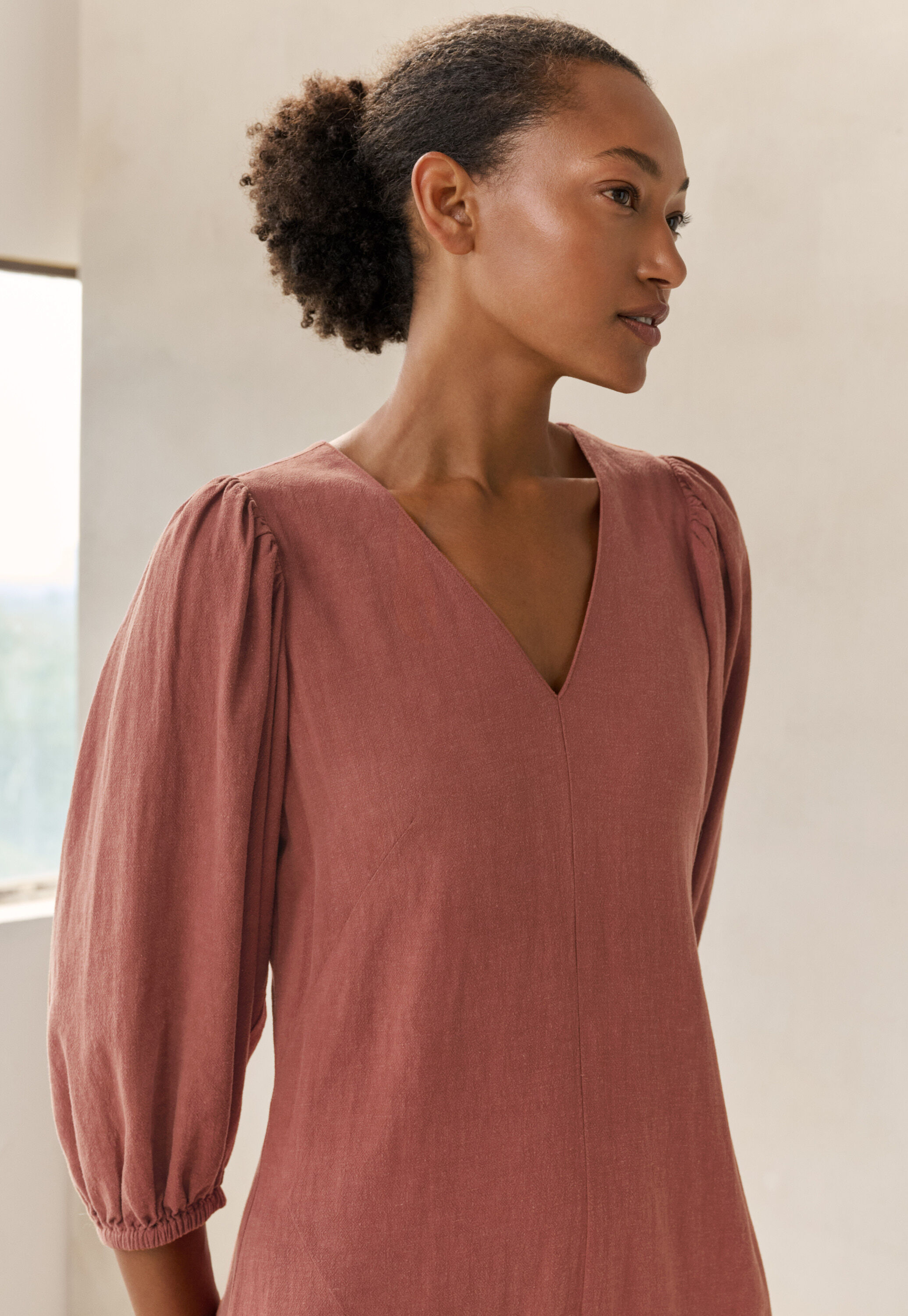 Long v-neck dress