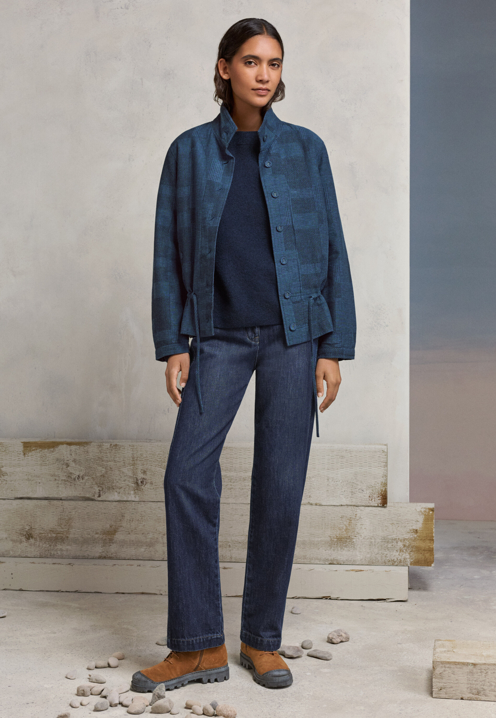 Patchwork jacquard jacket