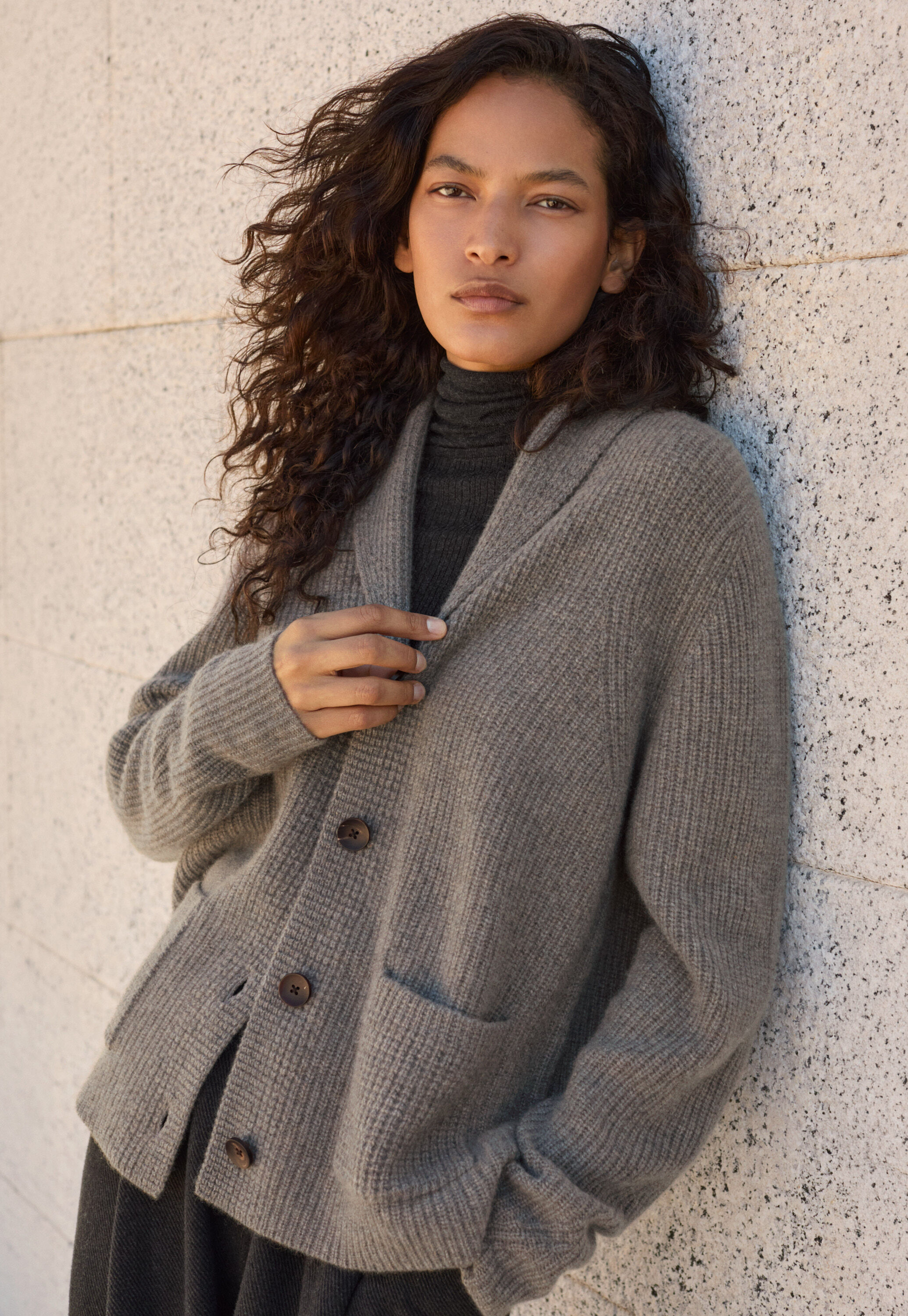 Shawl-collar cardigan