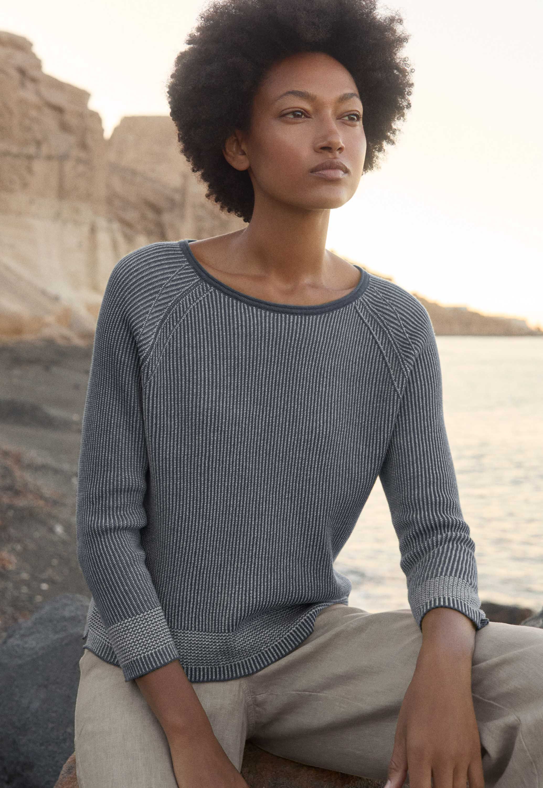 Two-toned rib sweater