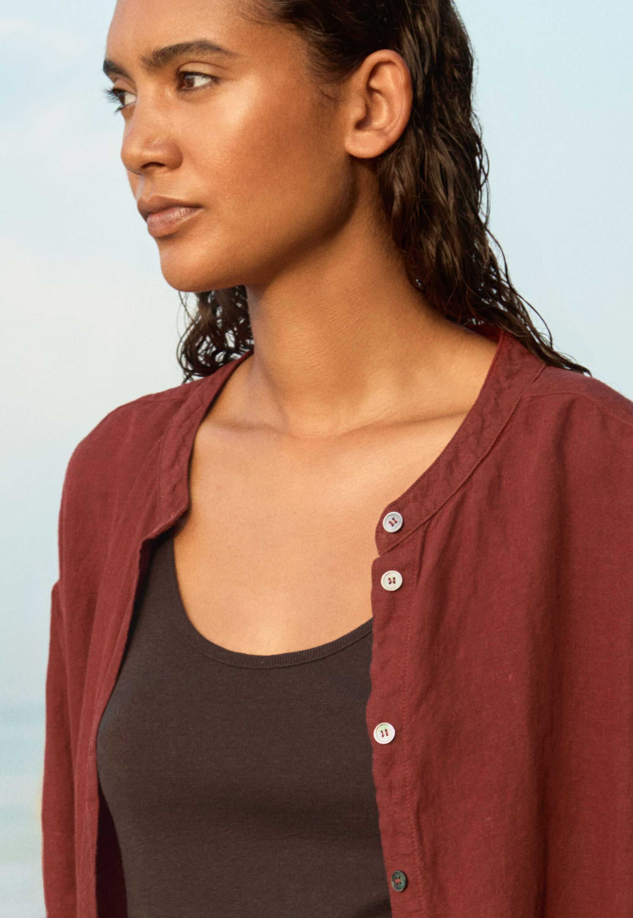 Long side-button shirt