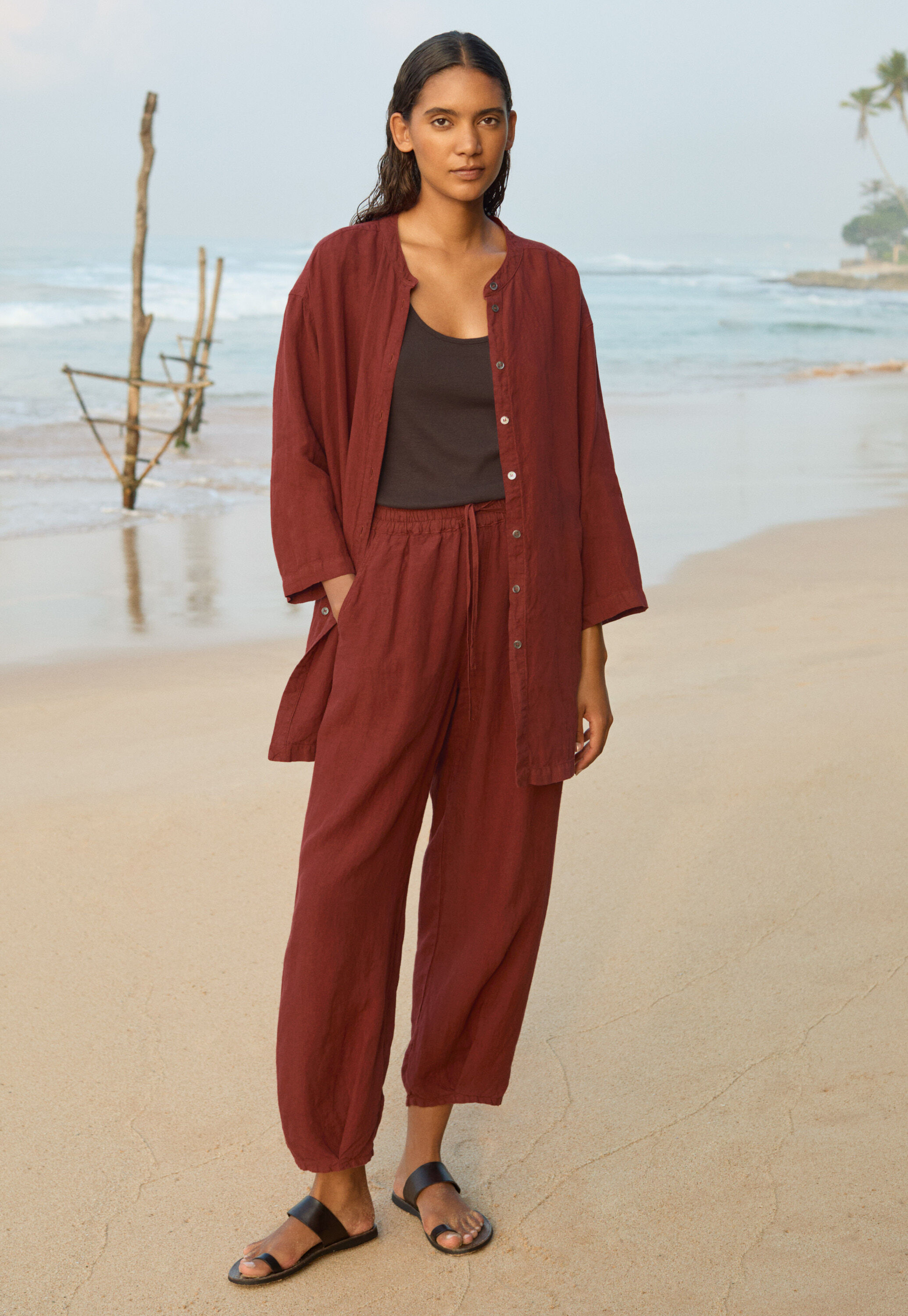 Long side-button shirt