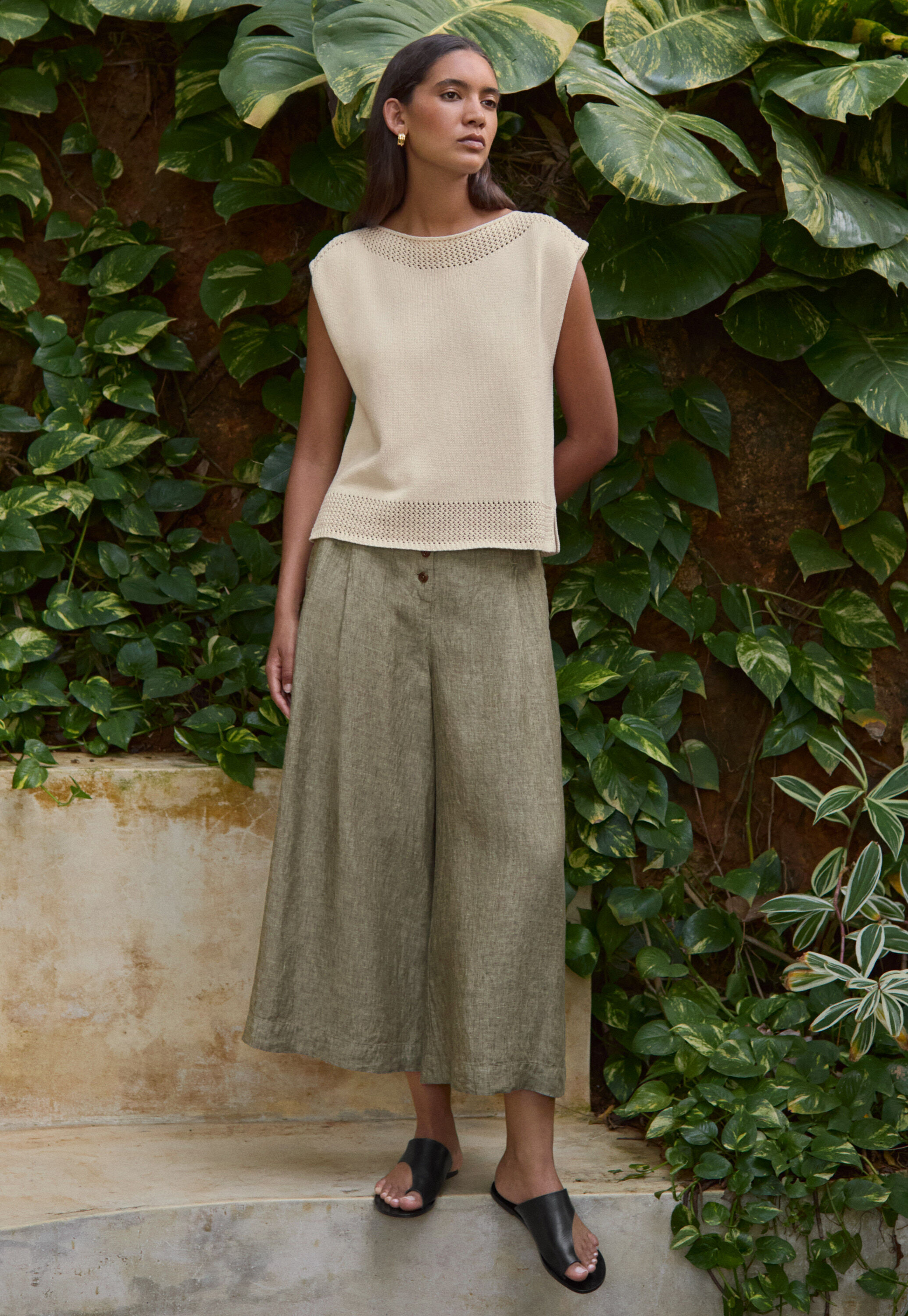 Pleat-front culottes