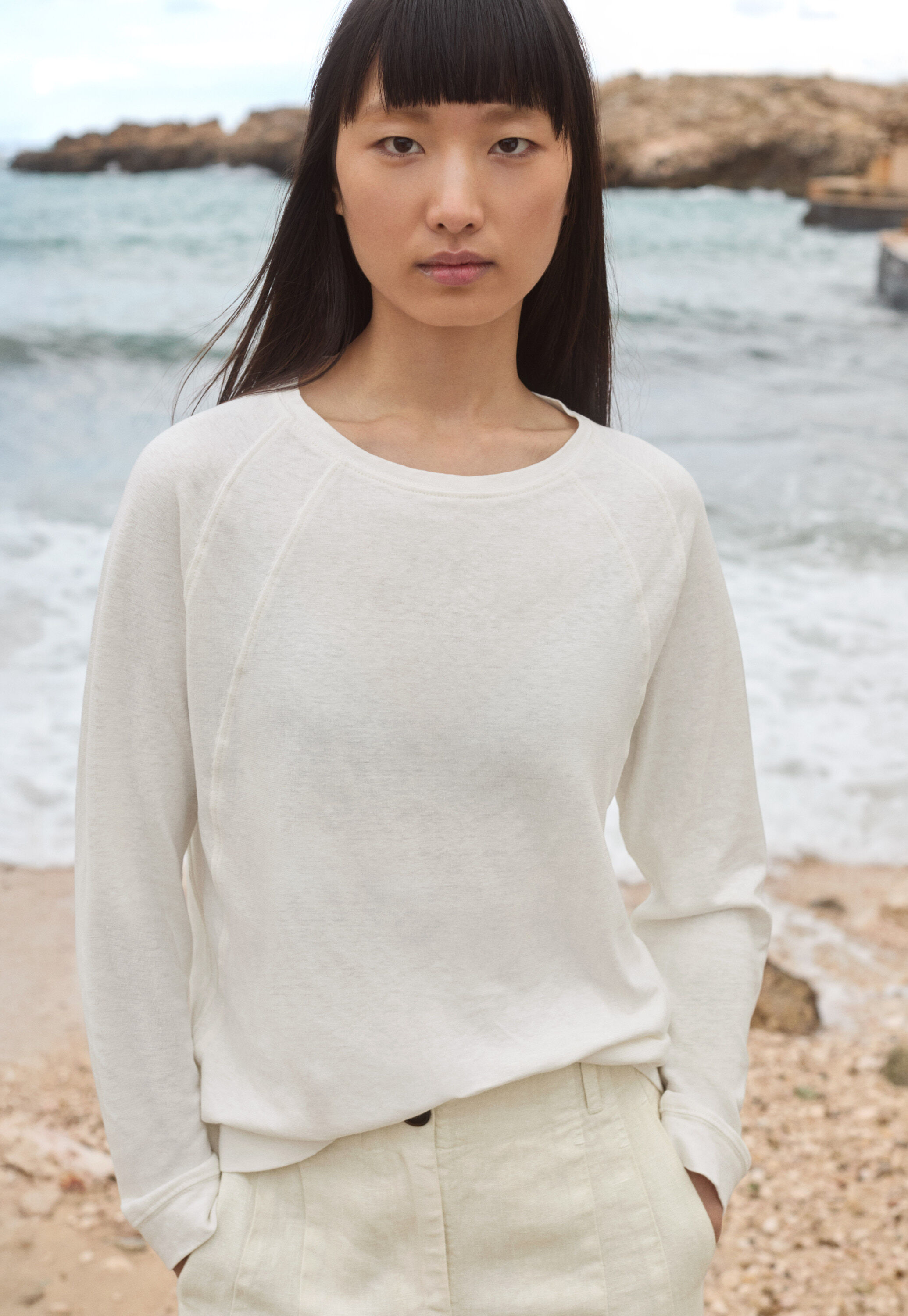 Panelled jersey top