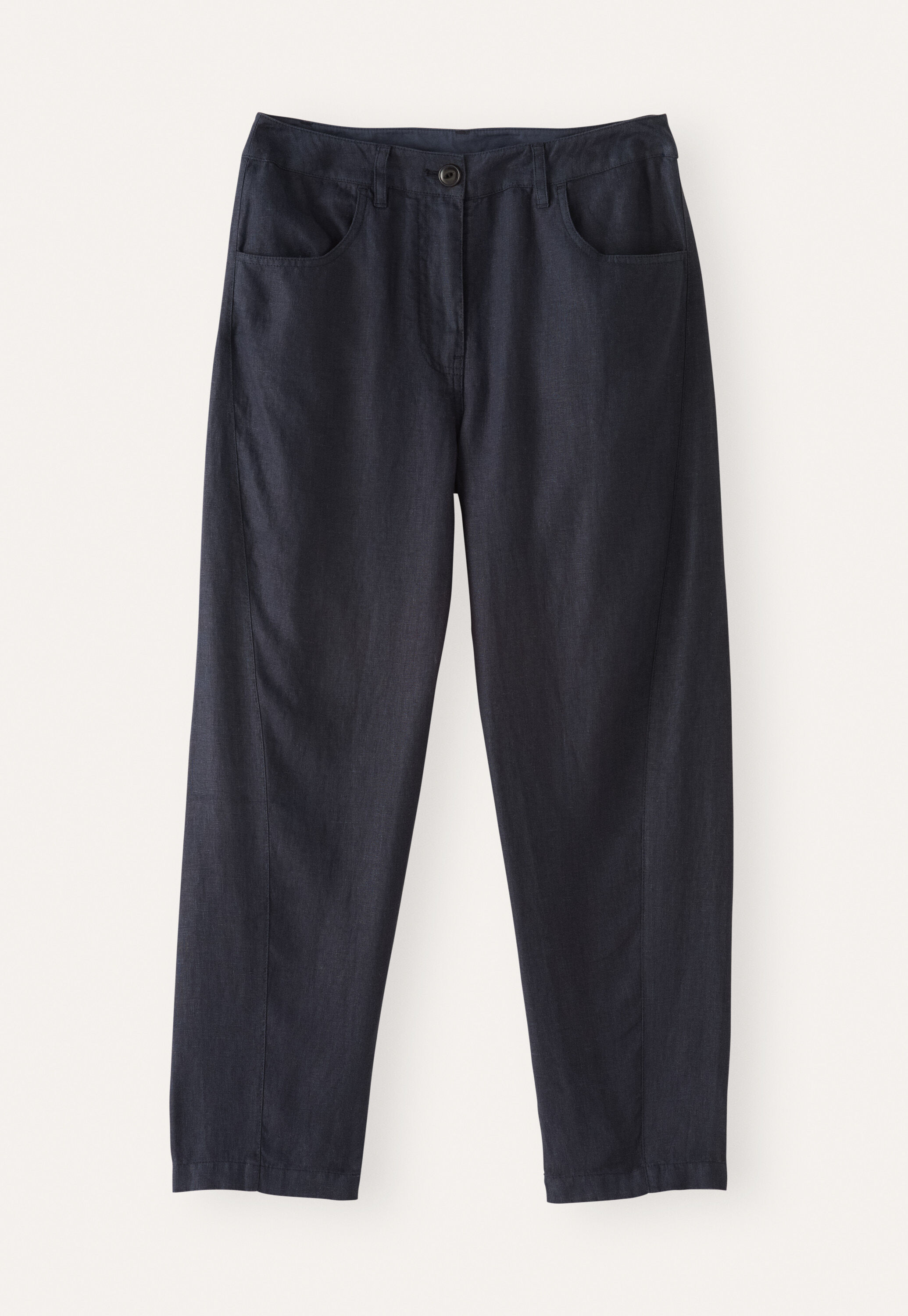 Curved-leg trousers