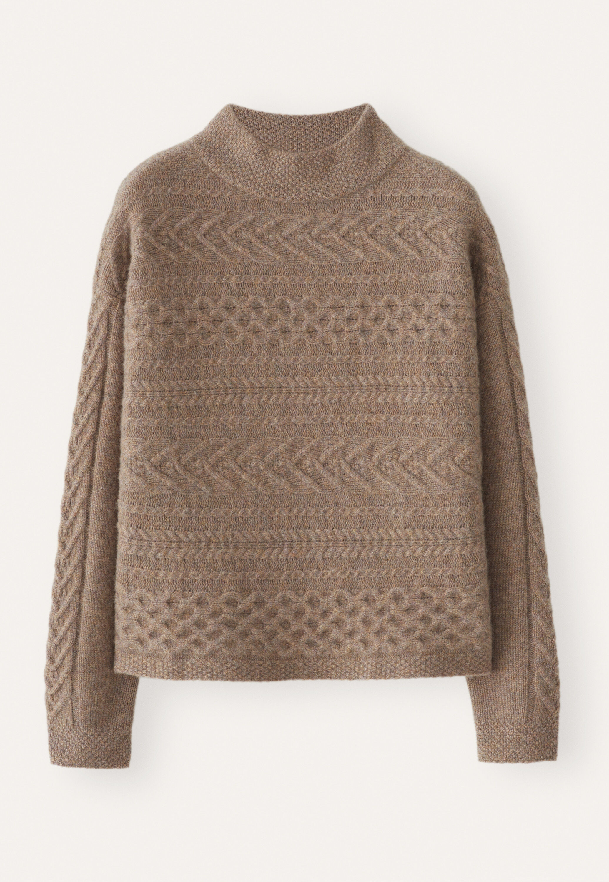 Cable-stitch sweater, Latte, large