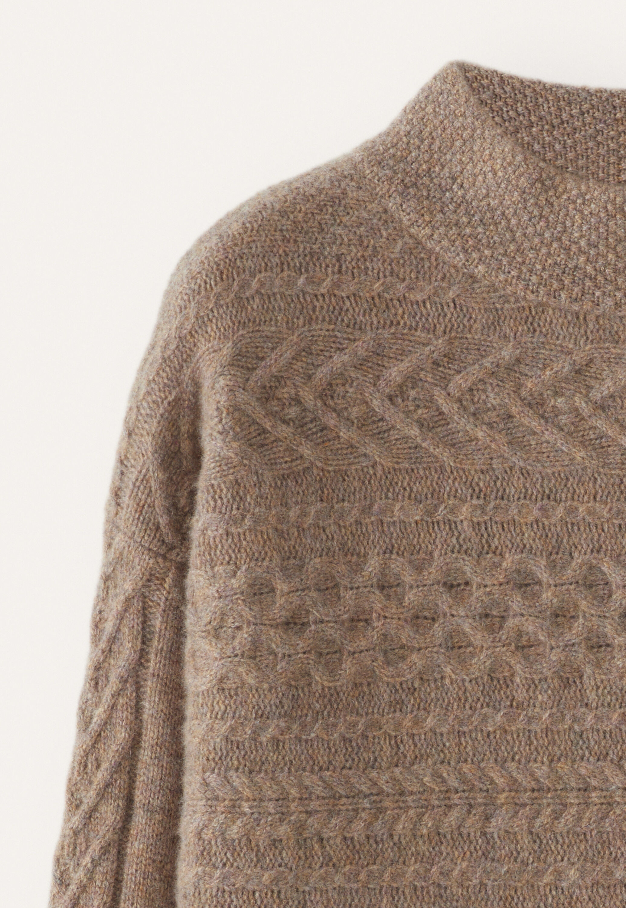 Cable-stitch sweater, Latte, large