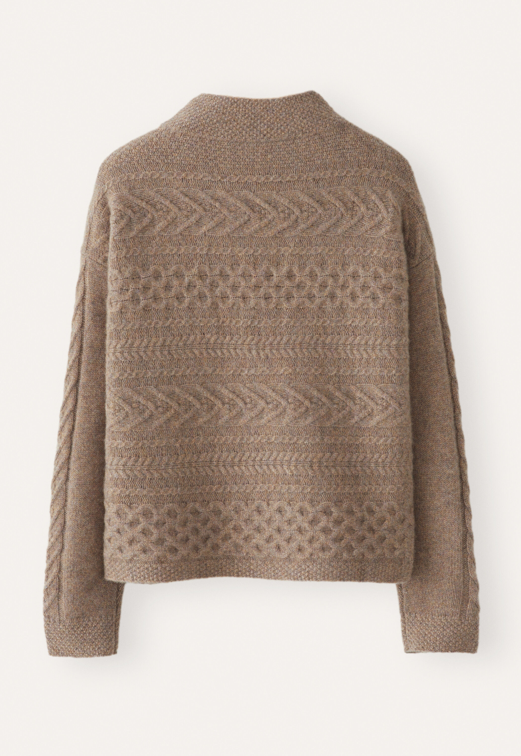Cable-stitch sweater, Latte, large