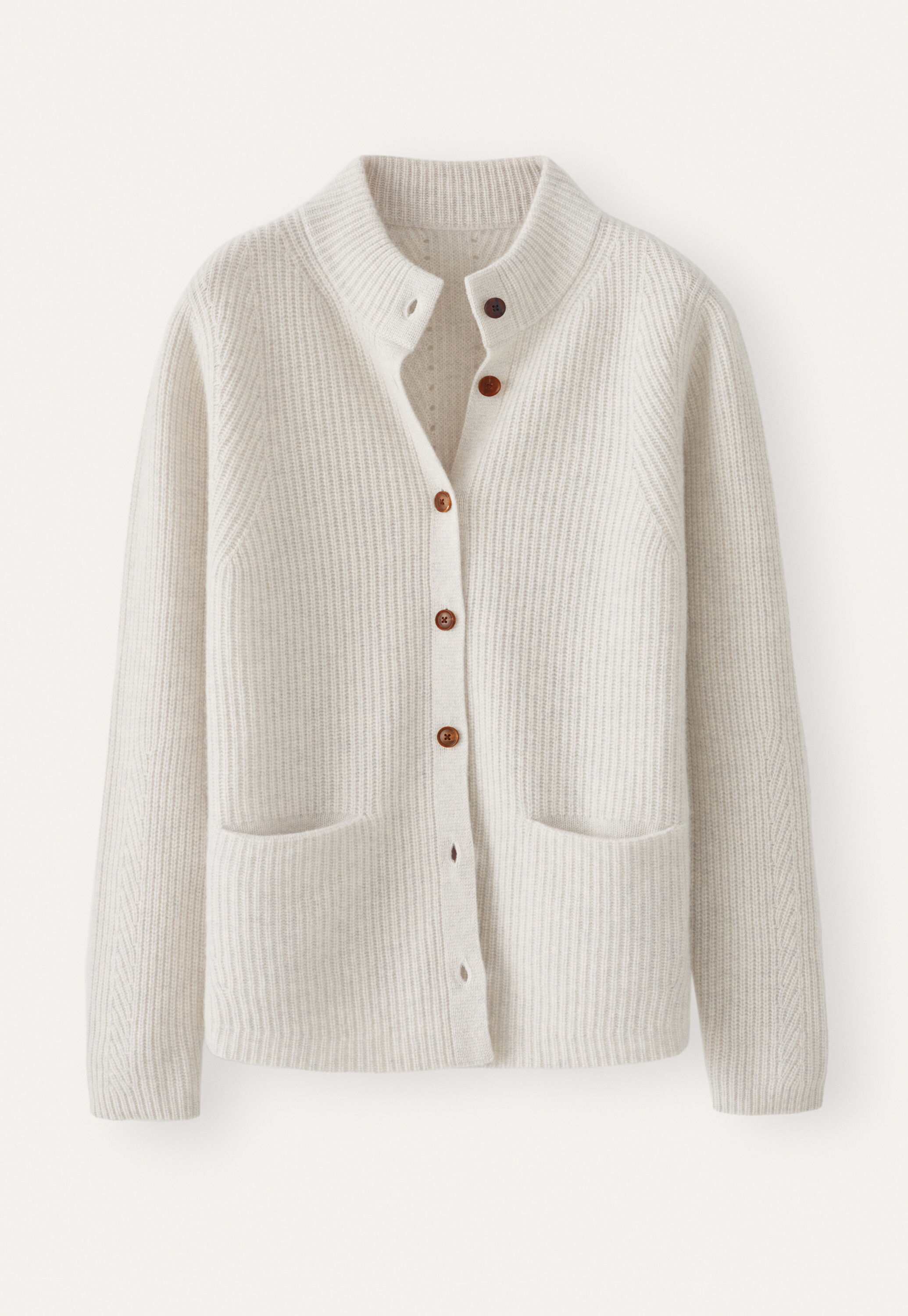 Rib-stitch cardigan, Grey pearl, large