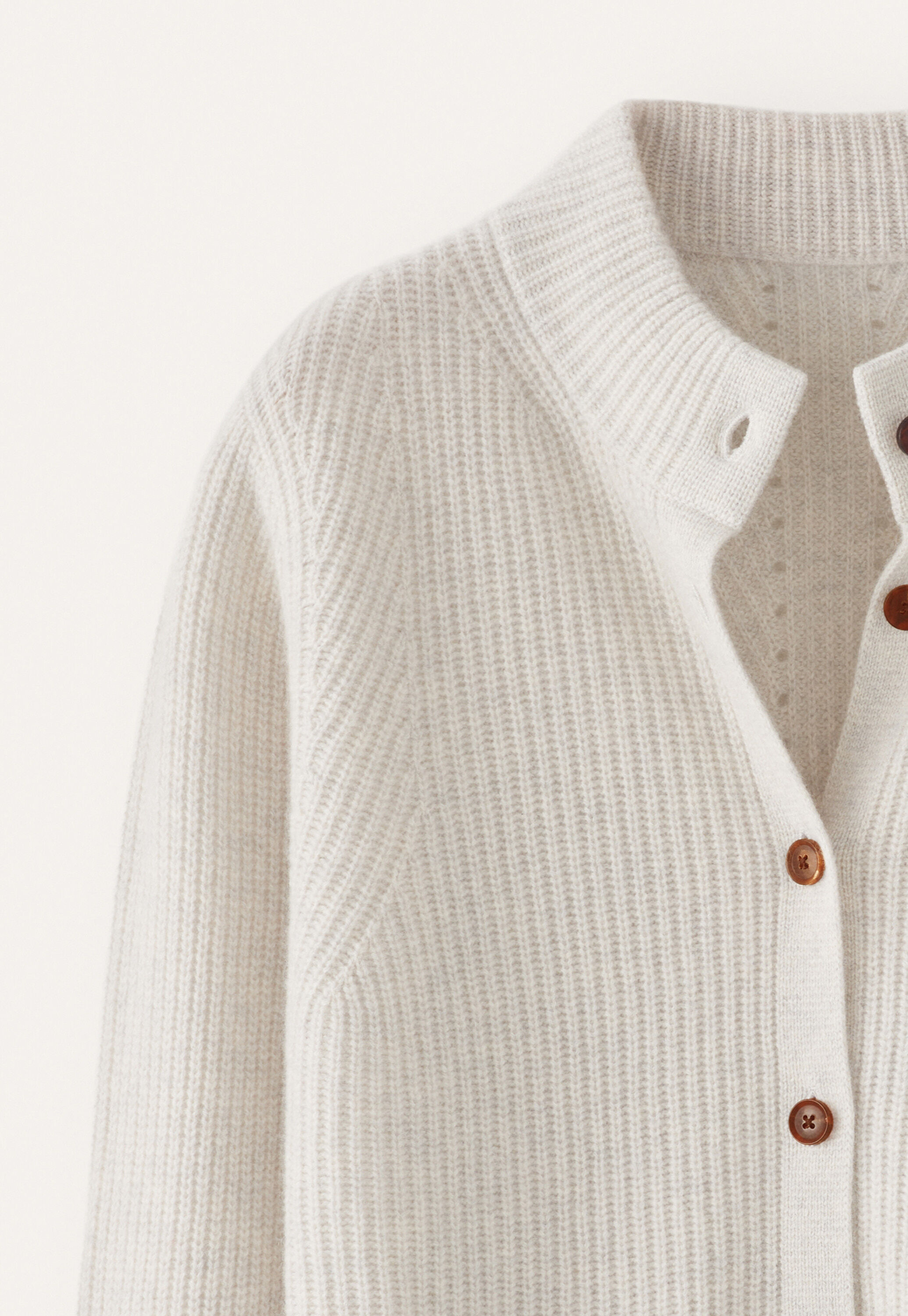 Rib-stitch cardigan, Grey pearl, large