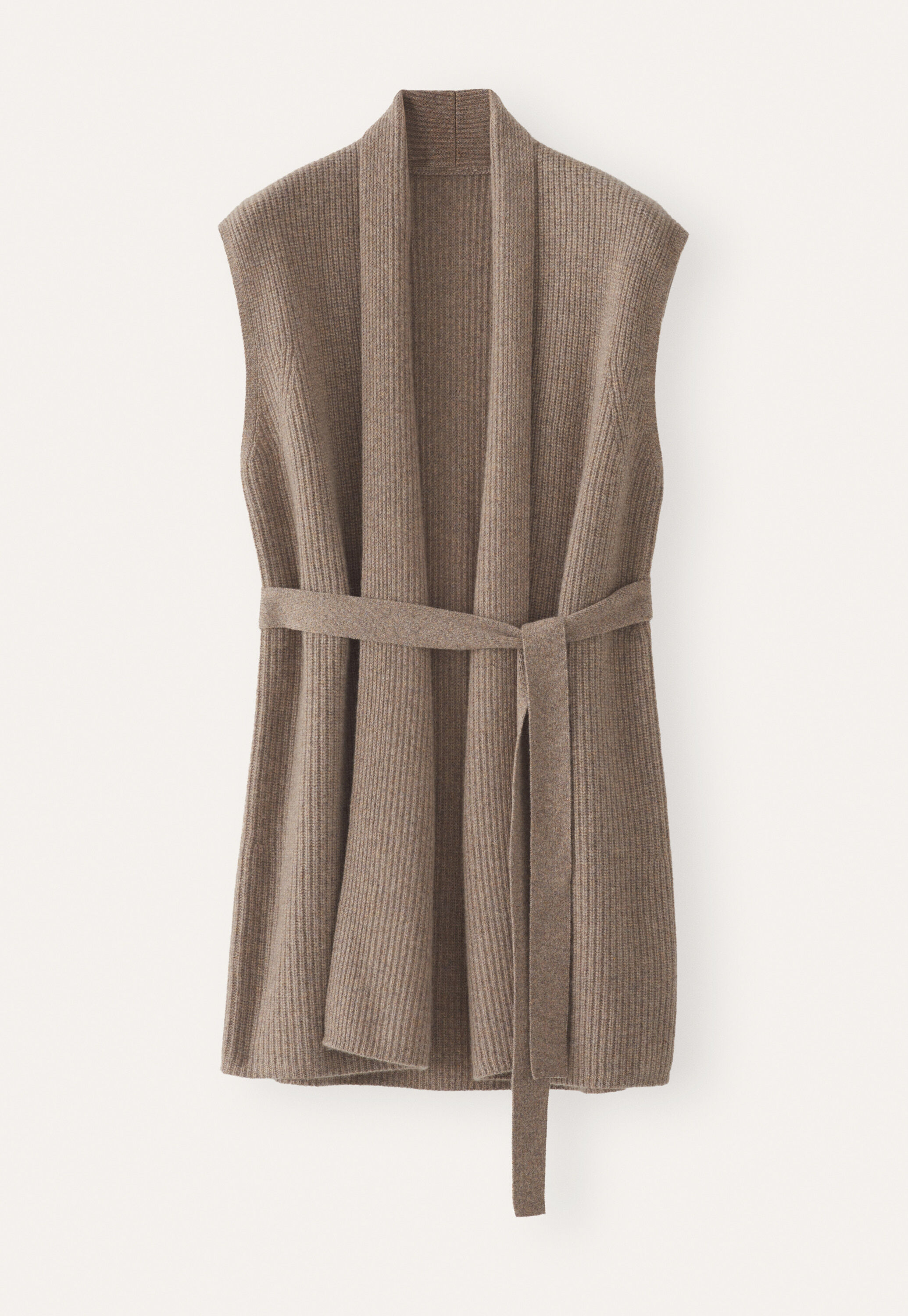 Rib-stitch cardigan, Latte, large