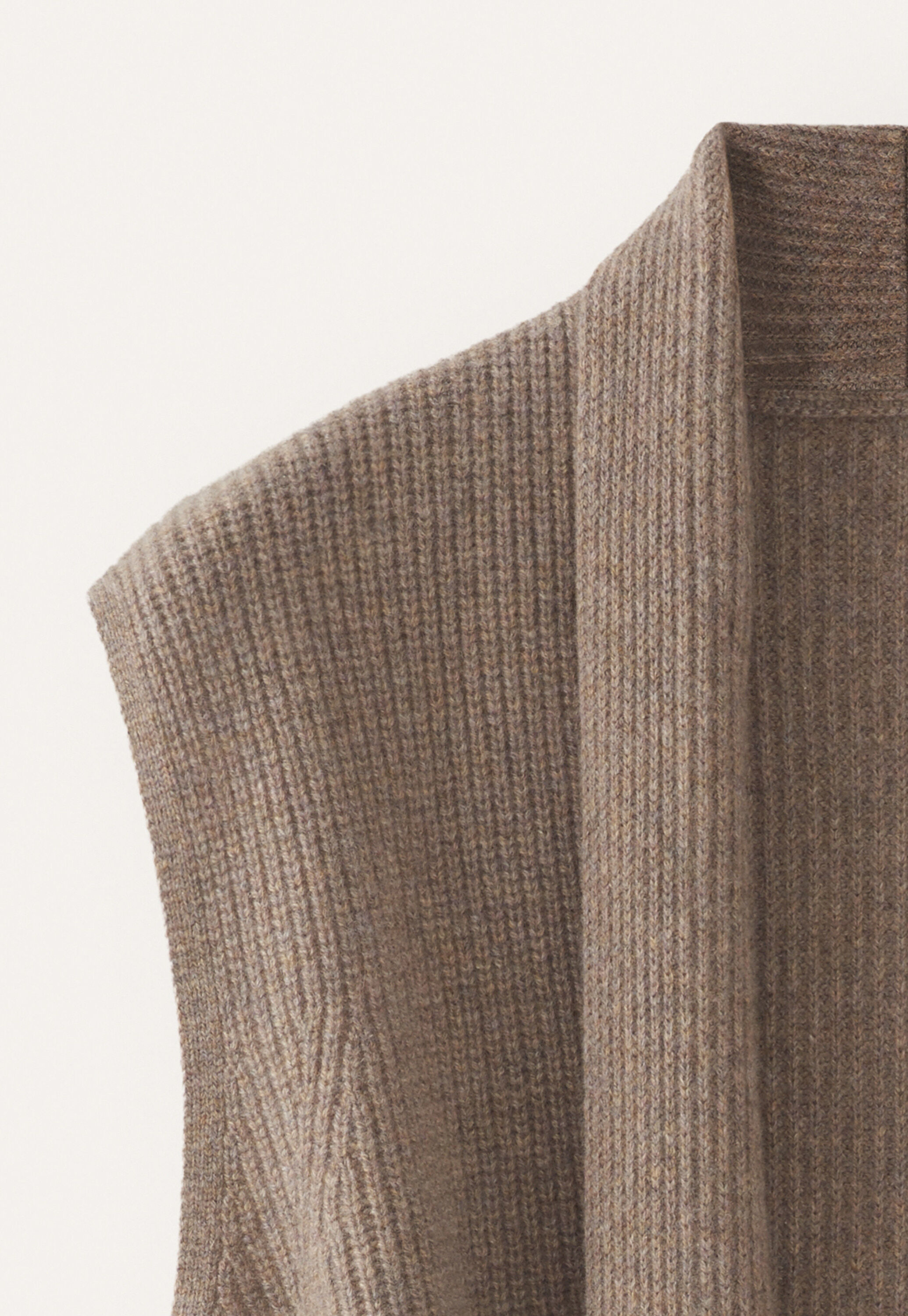 Rib-stitch cardigan, Latte, large