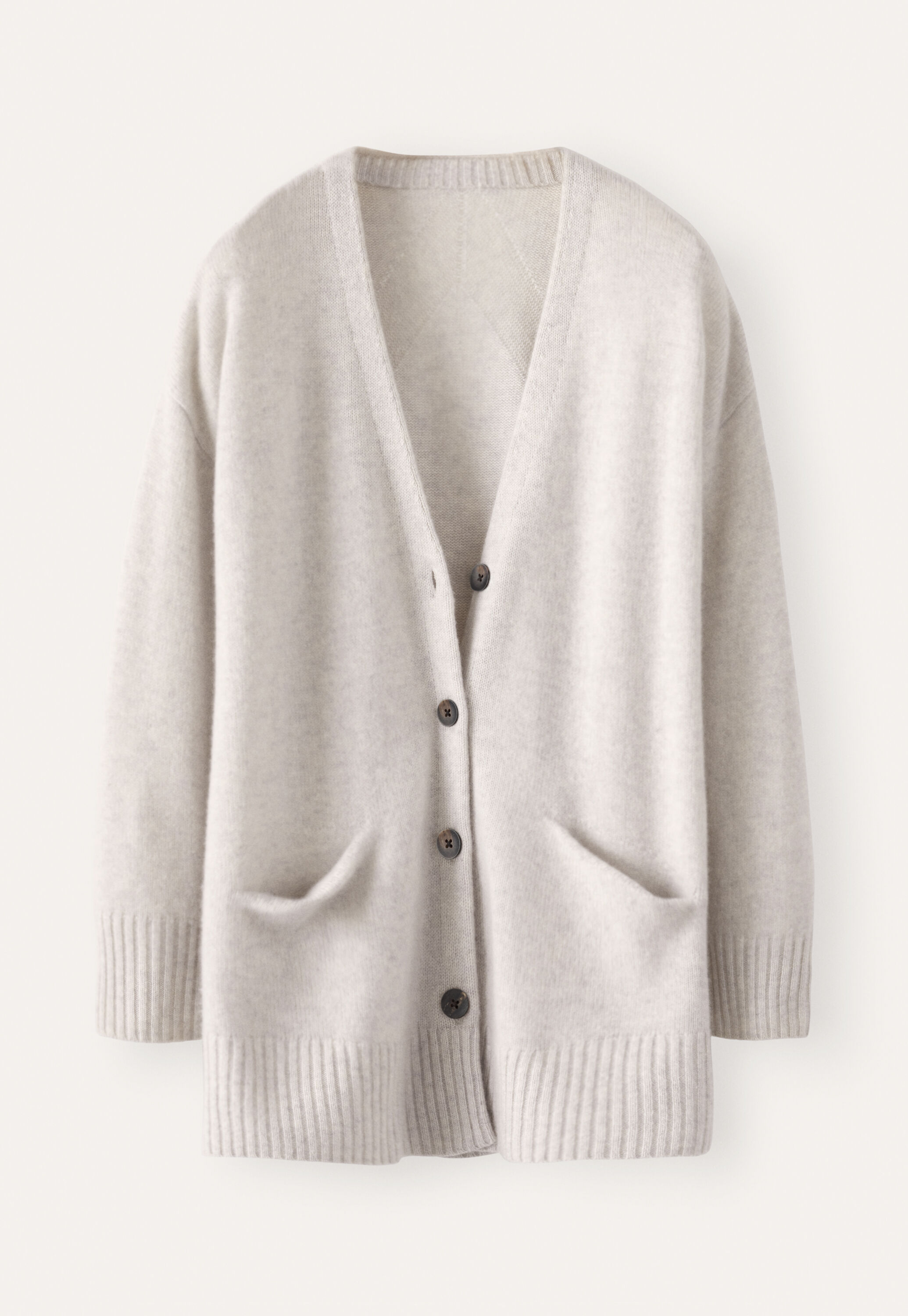 V-neck cardigan, Grey pearl, large