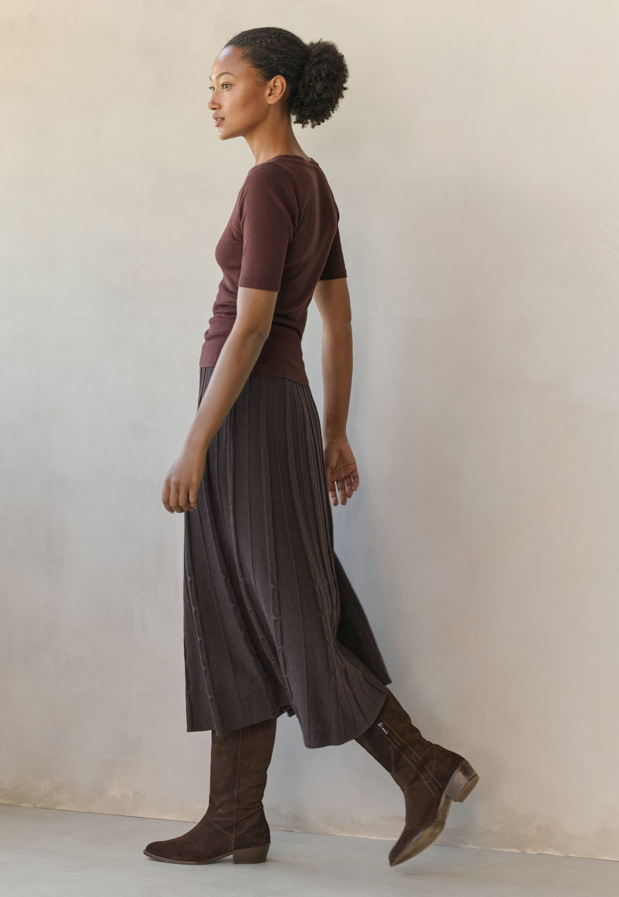 Tuck-stitch merino skirt