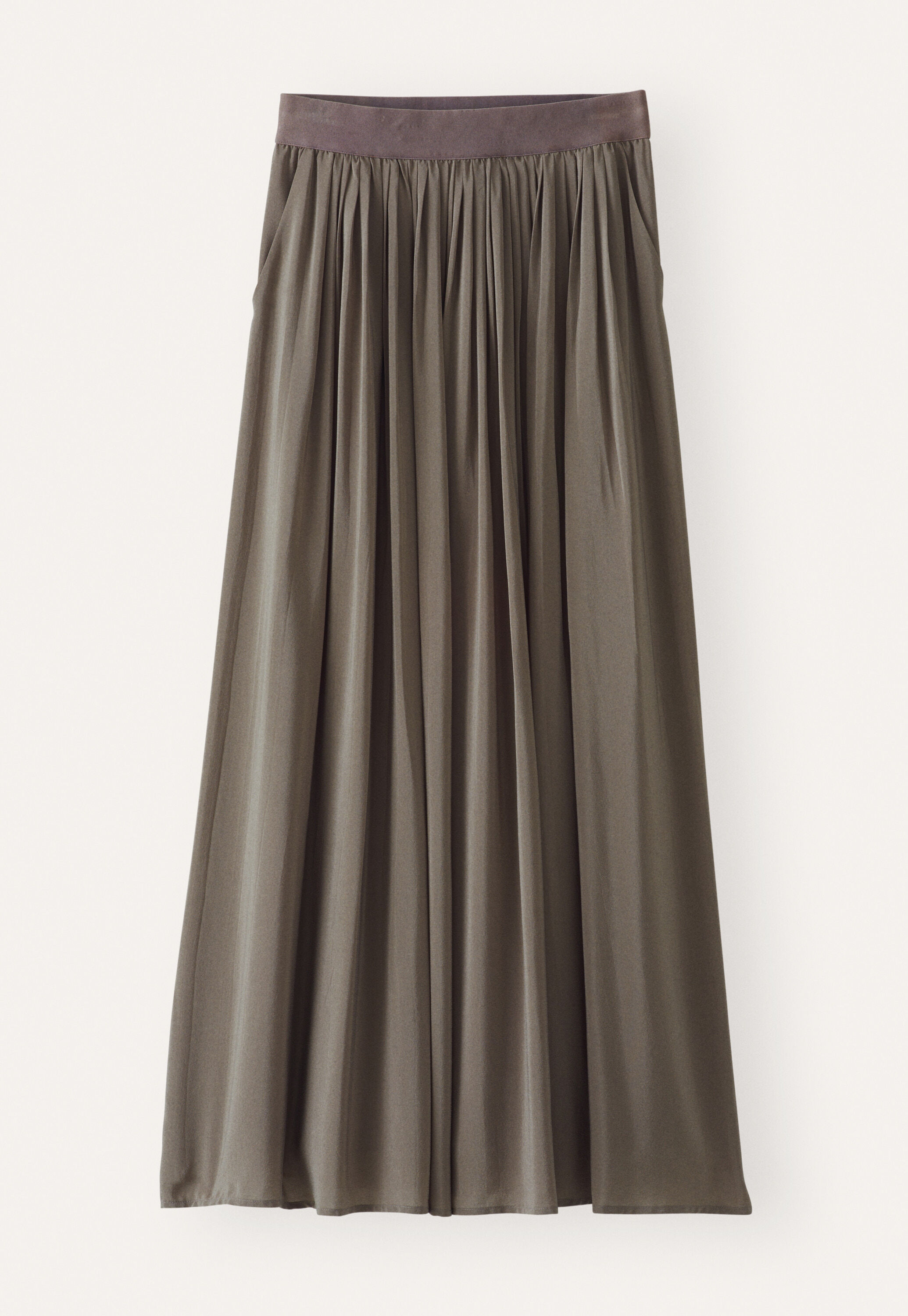 Long pleated skirt, Taupe grey, large